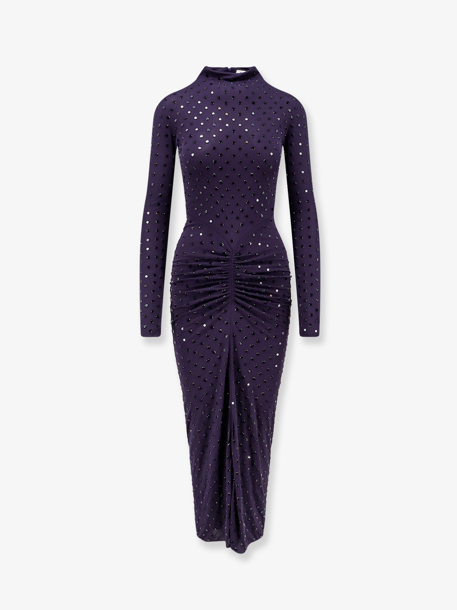 Alaia Women Long Viscose Dress With All-Over Rhinestones ALAIA