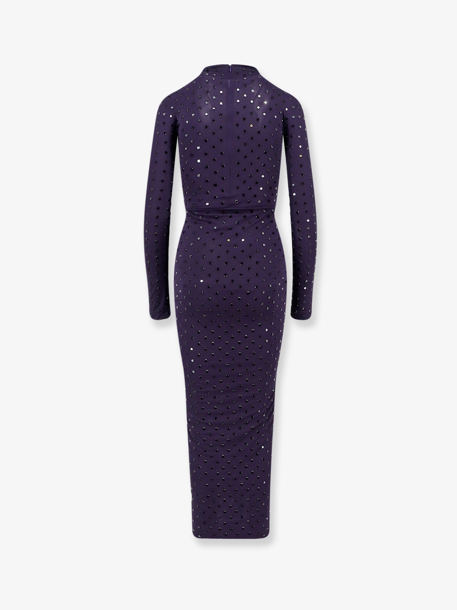 Alaia Women Long Viscose Dress With All-Over Rhinestones ALAIA