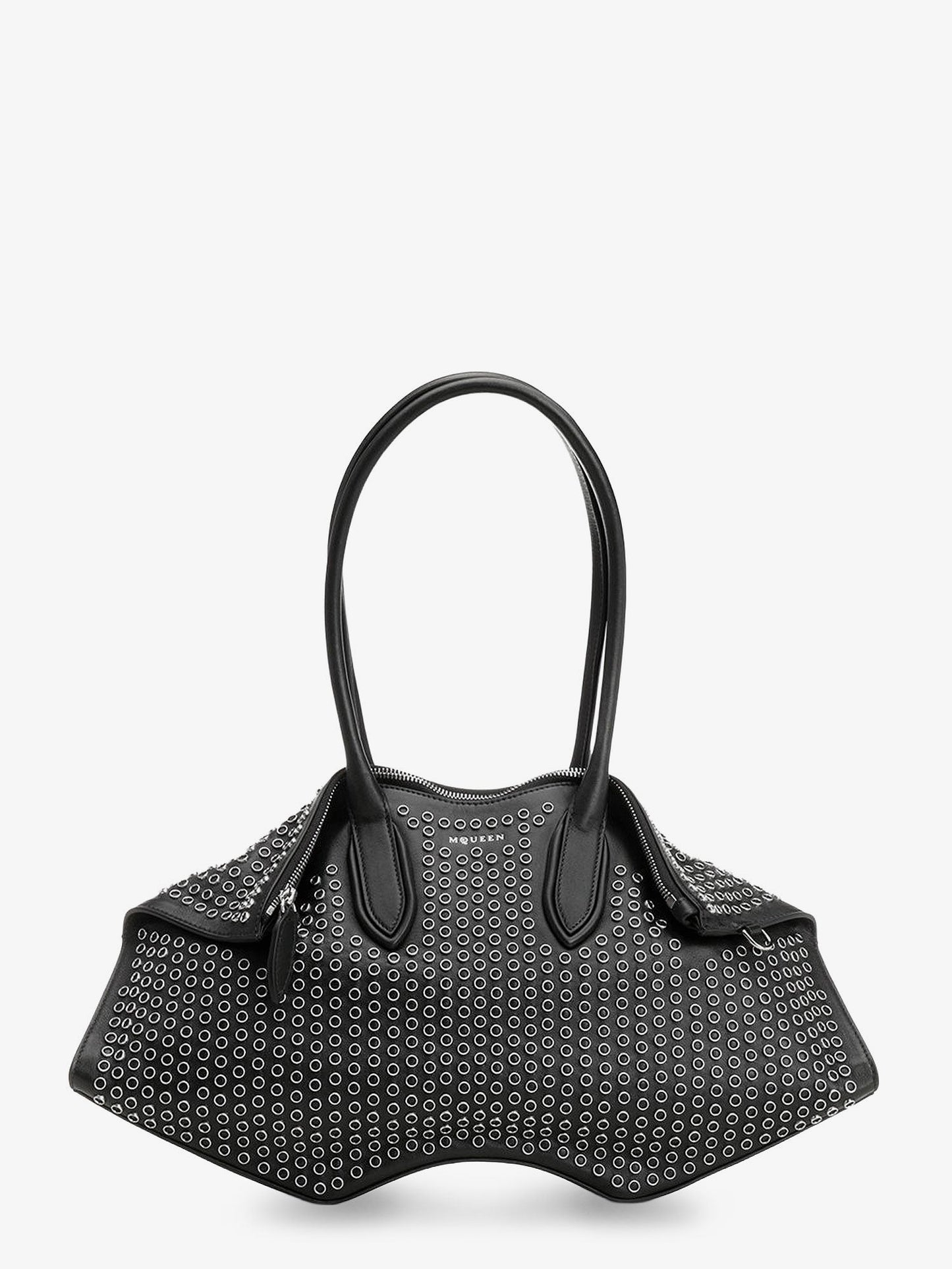 Alexander Mcqueen Women Manta Leather Shoulder Bag With All-Over Metal Details ALEXANDER MCQUEEN