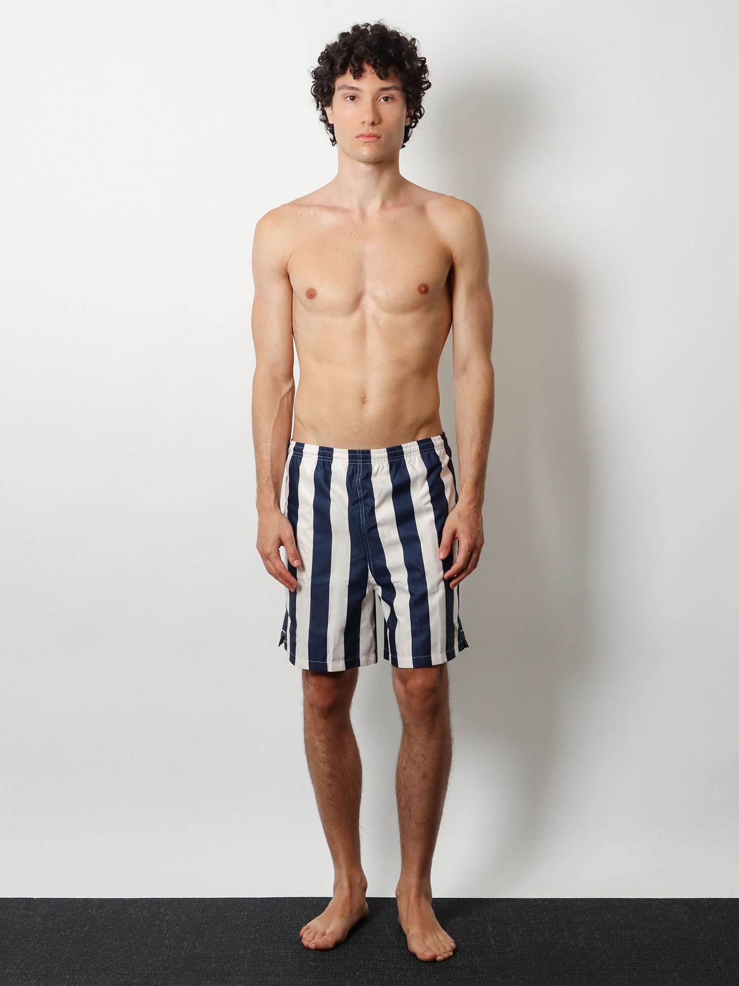 Ami Paris Men Nylon Swim Shorts With Striped Pattern AMI PARIS