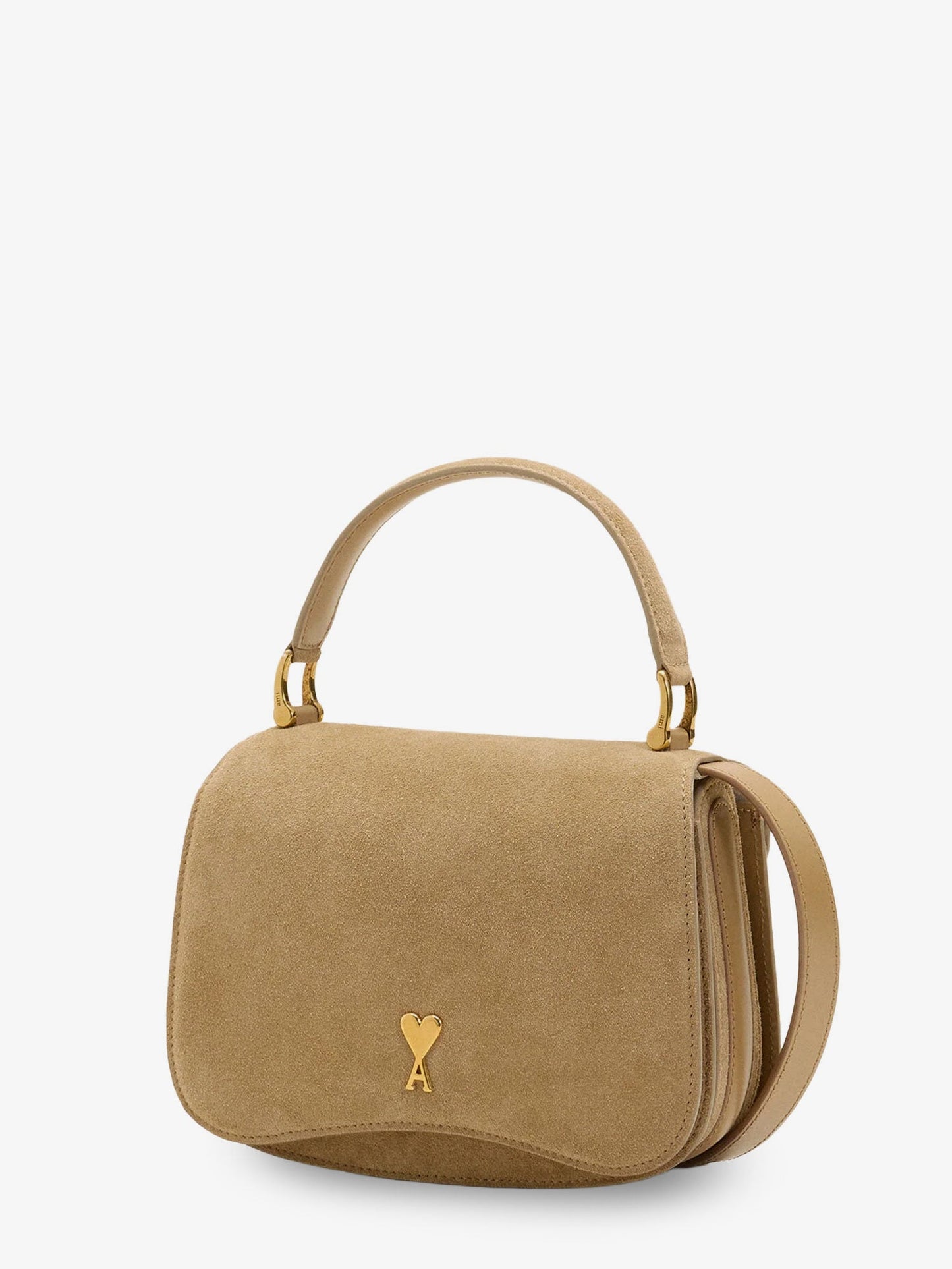 Ami Paris Women Suede Crossbody Bag With Metal Logo On The Front AMI PARIS