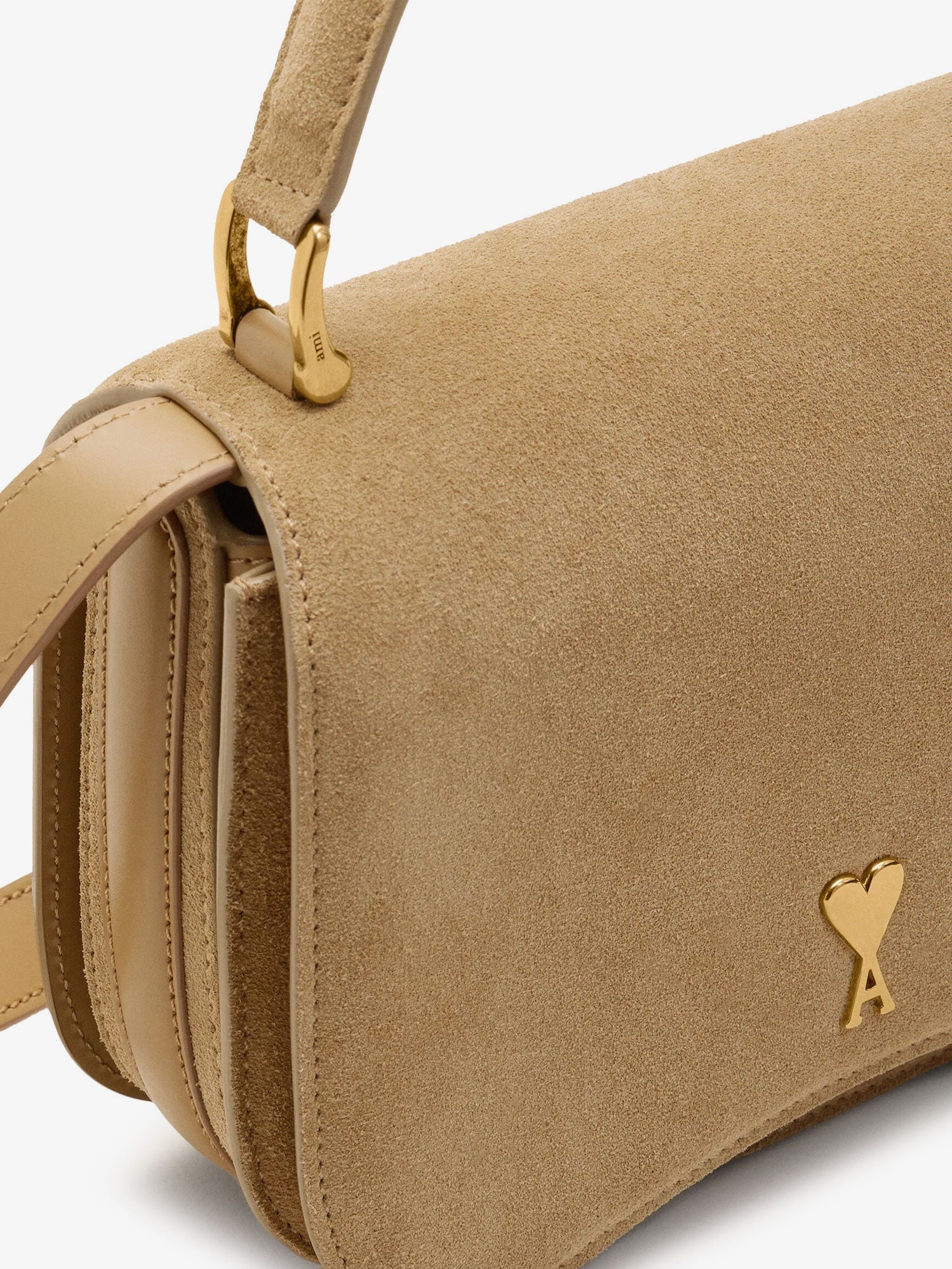 Ami Paris Women Suede Crossbody Bag With Metal Logo On The Front AMI PARIS
