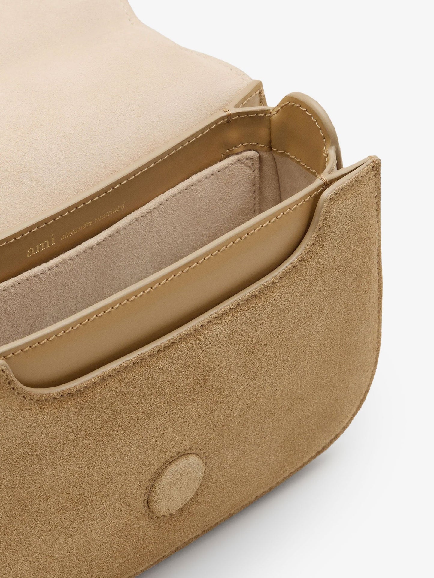 Ami Paris Women Suede Crossbody Bag With Metal Logo On The Front AMI PARIS