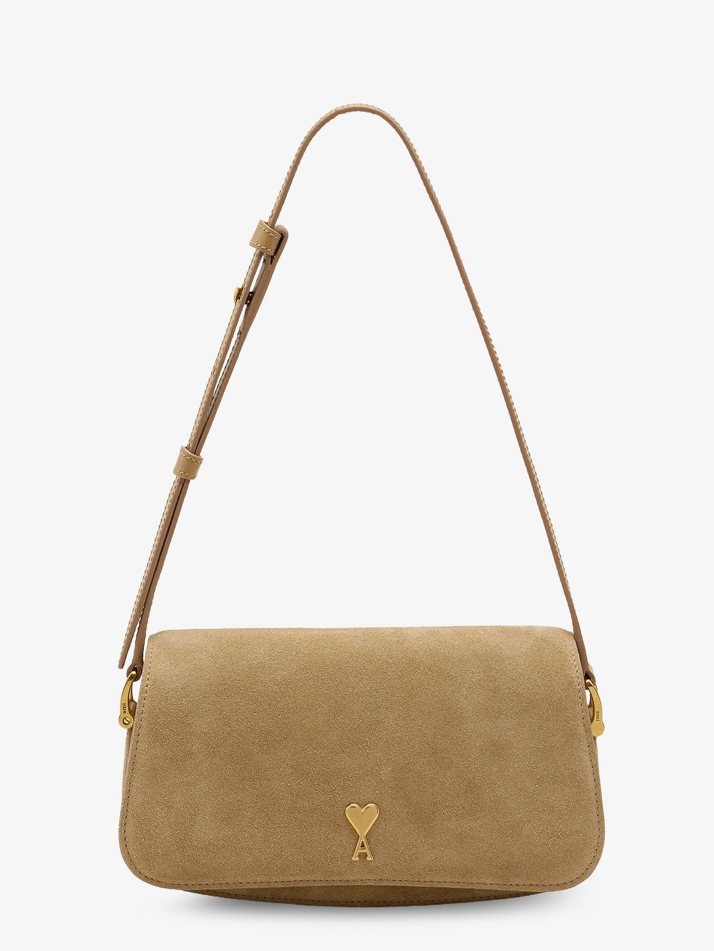 Ami Paris Women Suede Shoulder Bag With Logo On The Front AMI PARIS
