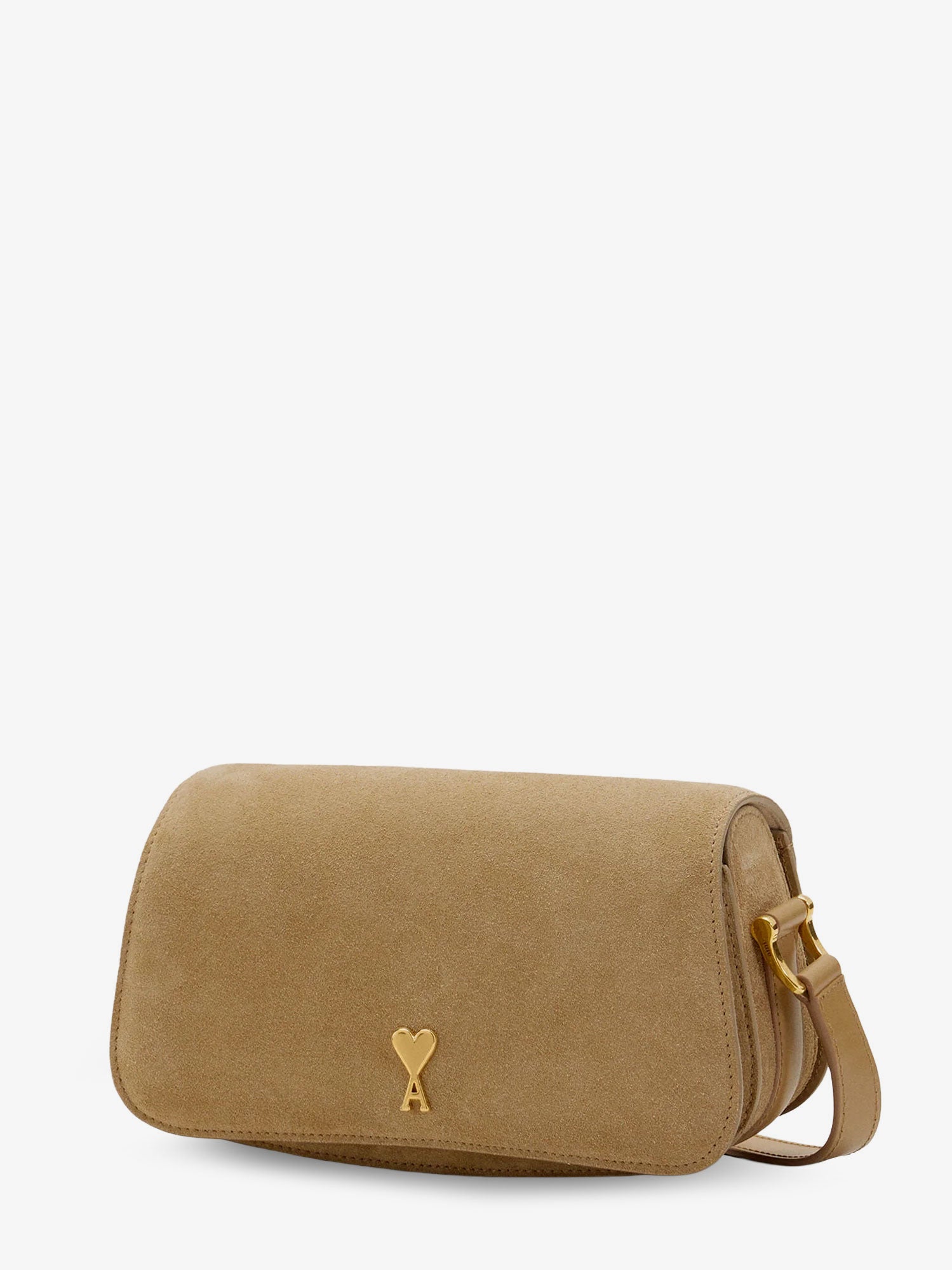 Ami Paris Women Suede Shoulder Bag With Logo On The Front AMI PARIS