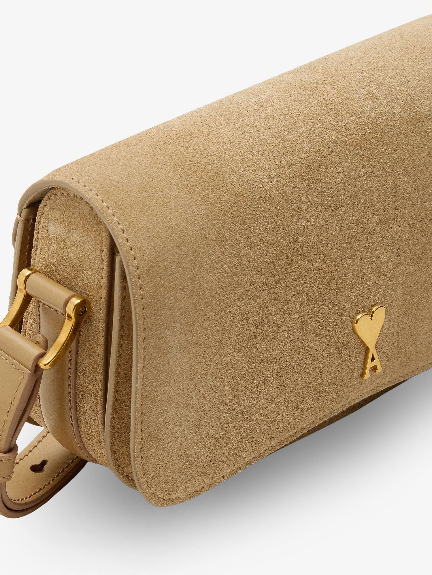 Ami Paris Women Suede Shoulder Bag With Logo On The Front AMI PARIS