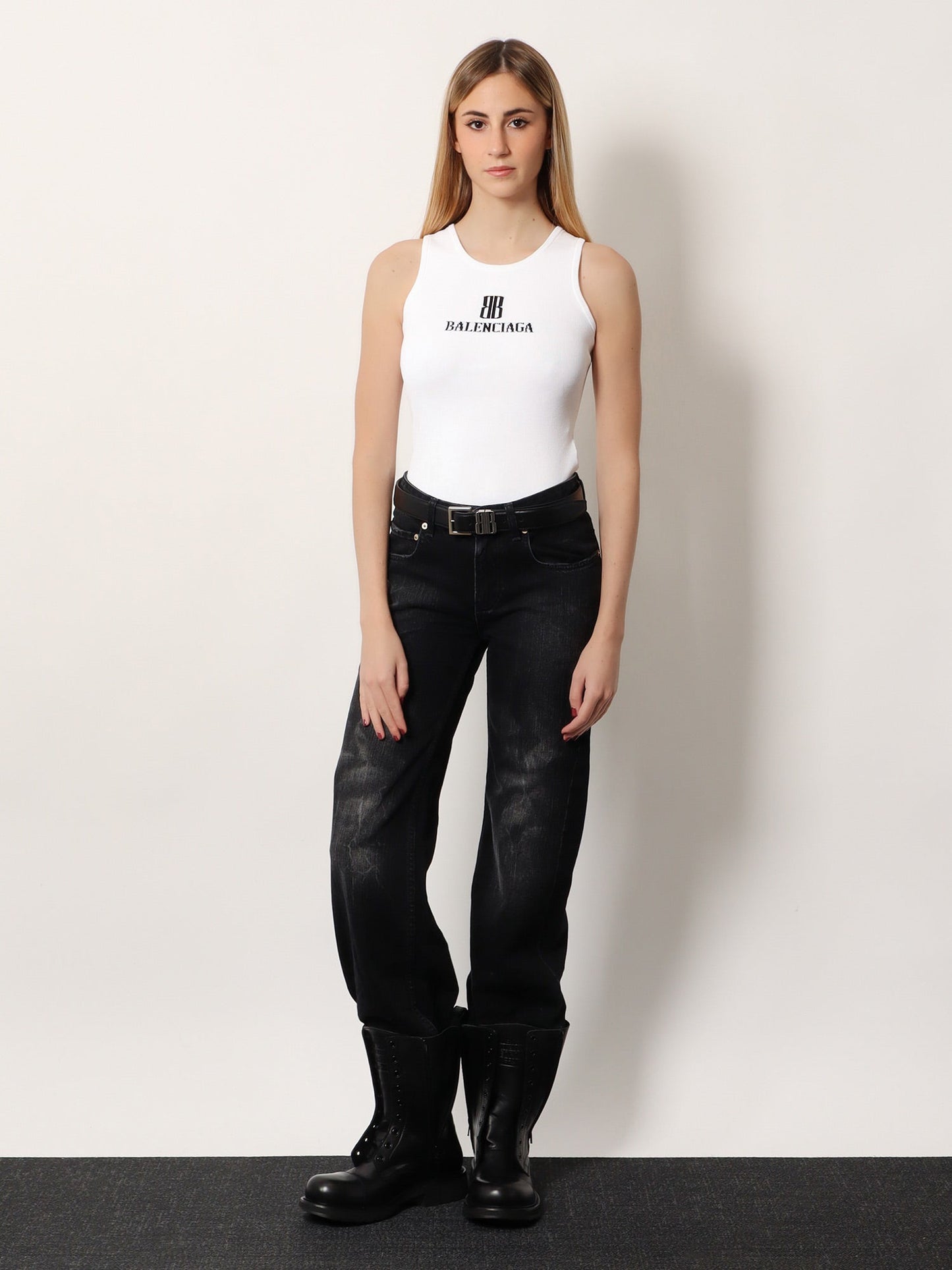 Balenciaga Women Ribbed Viscose Blend Tank Top BALENCIAGA