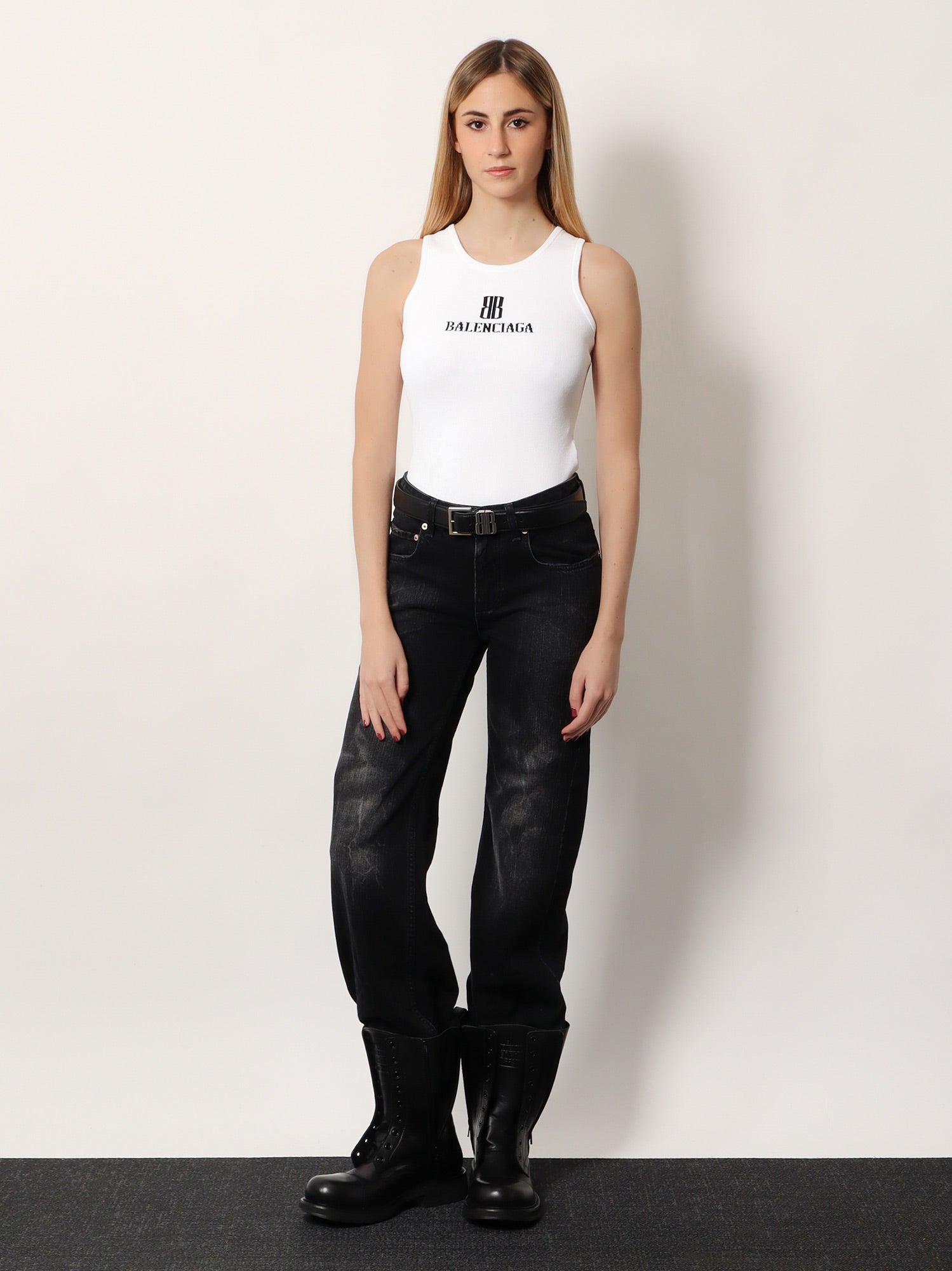 Balenciaga Women Ribbed Viscose Blend Tank Top BALENCIAGA