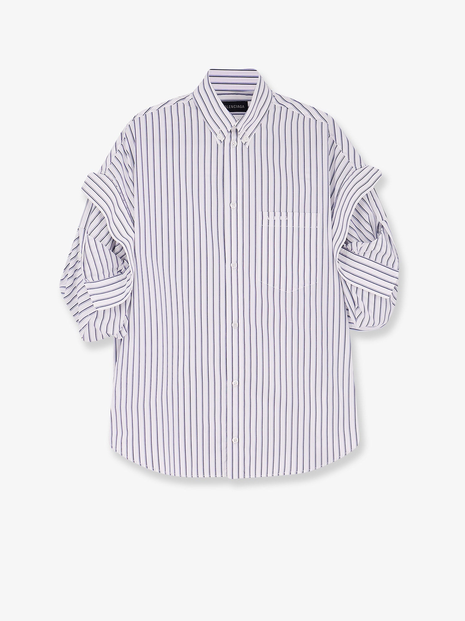 Balenciaga Women Tucked Sleeve Striped Cotton Shirt BALENCIAGA