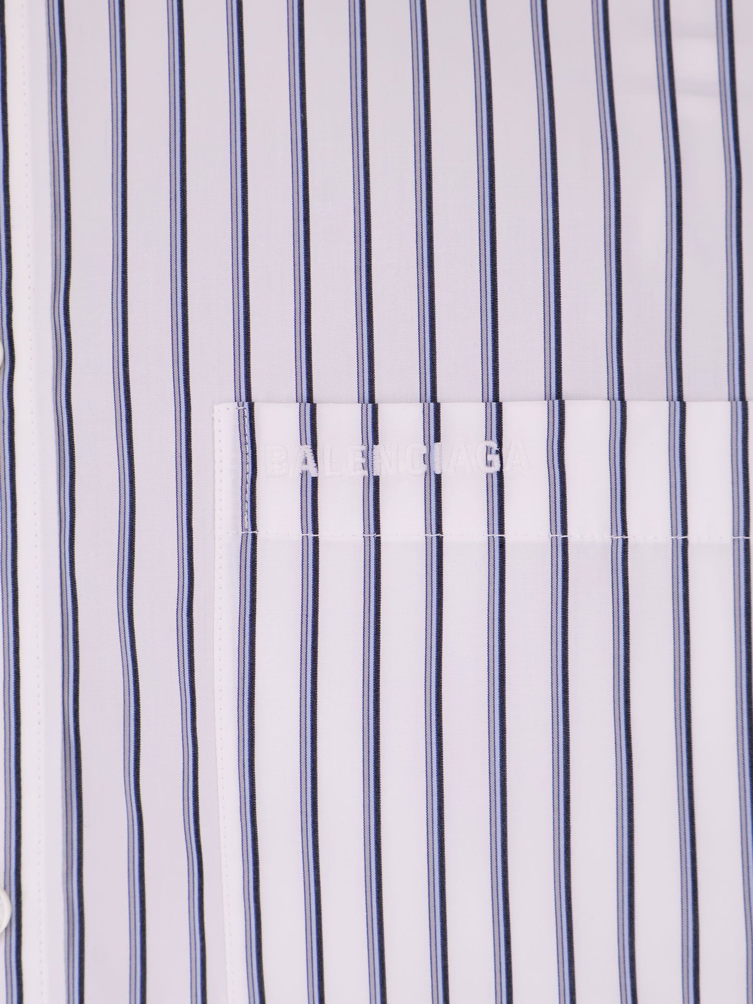 Balenciaga Women Tucked Sleeve Striped Cotton Shirt BALENCIAGA
