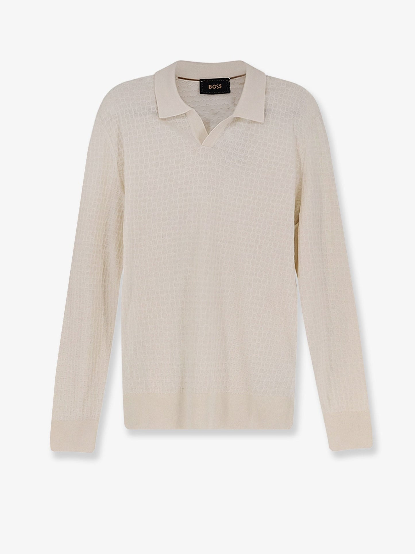 Boss Men Silk Sweater With Processing All-Over BOSS
