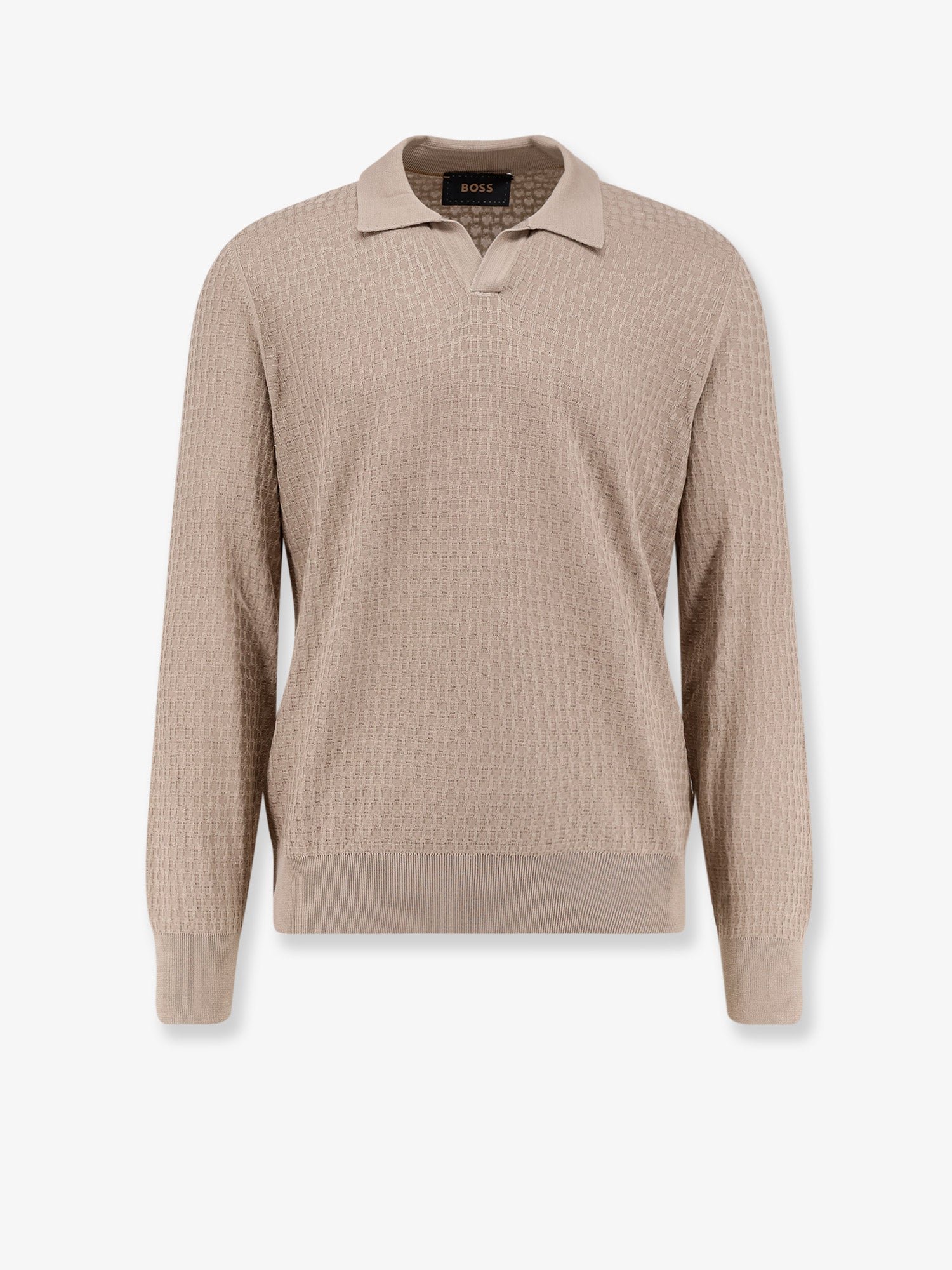 Boss Men Silk Sweater With All-Over Processing BOSS