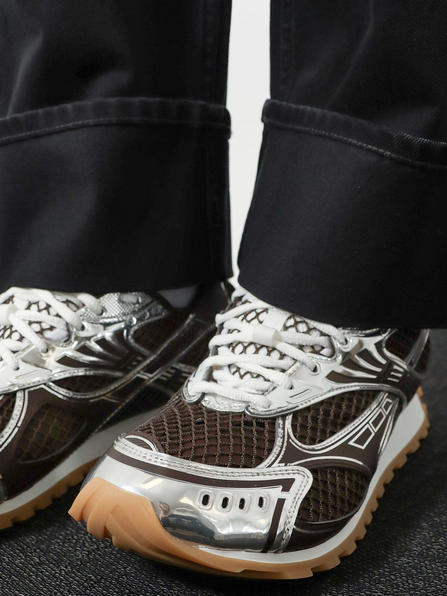 Bottega Veneta Men Orbit Mesh Sneakers With Rubber Inserts BOTTEGA VENETA