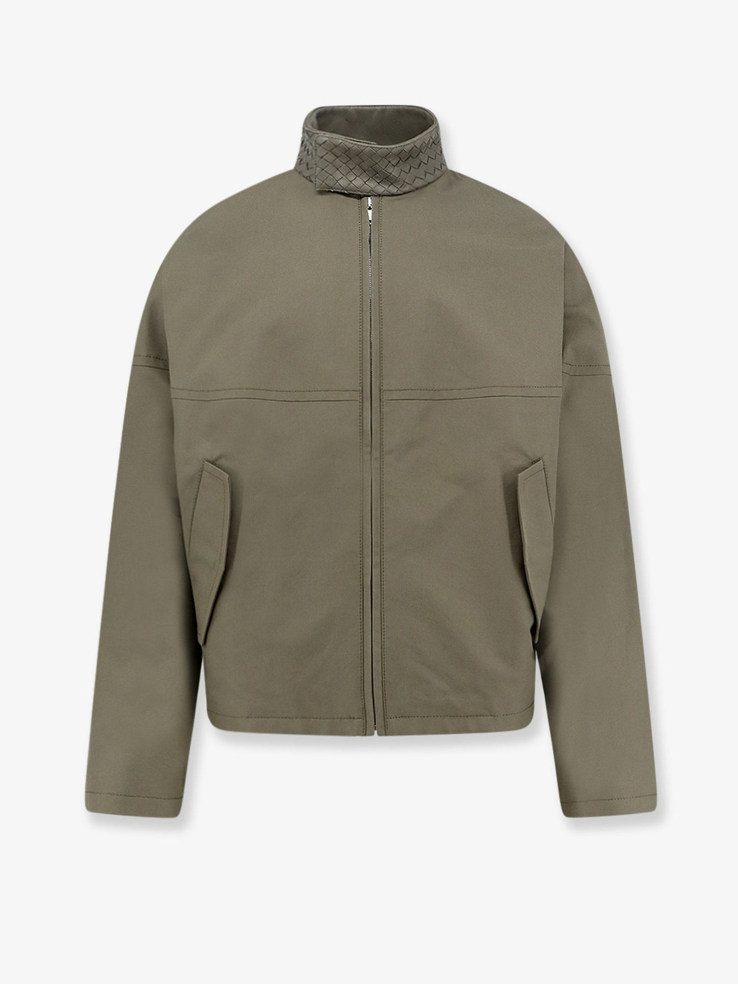Bottega Veneta Men Cotton Jacket With Intrecciato Leather Detail BOTTEGA VENETA