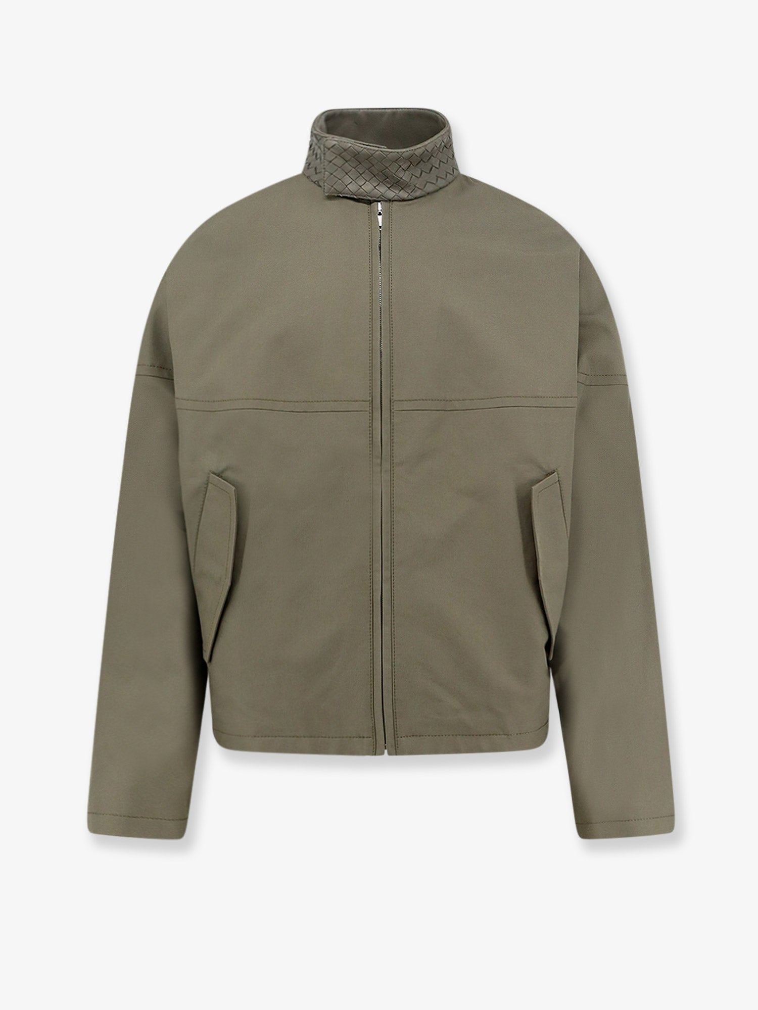 Bottega Veneta Men Cotton Jacket With Intrecciato Leather Detail BOTTEGA VENETA