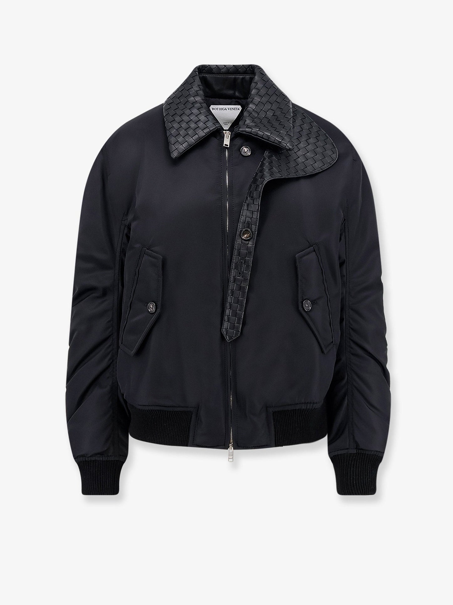Bottega Veneta Women Nylon Jacket With Intrecciato Leather Collar BOTTEGA VENETA