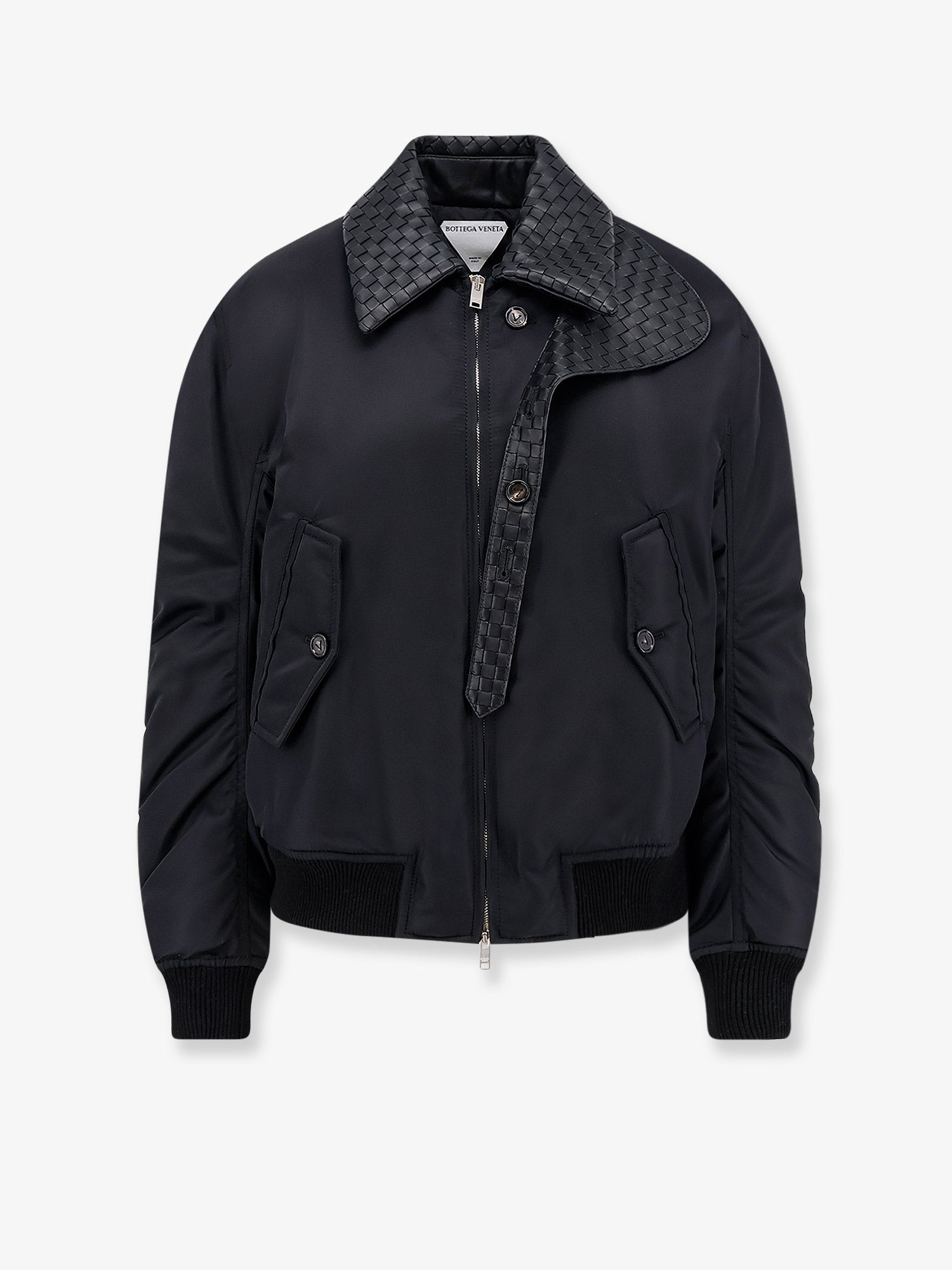 Bottega Veneta Women Nylon Jacket With Intrecciato Leather Collar BOTTEGA VENETA