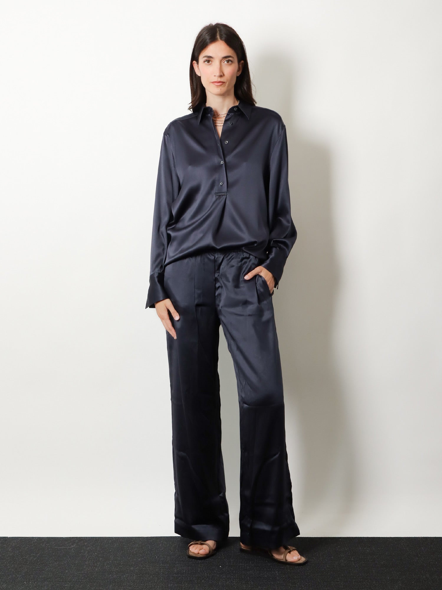Brunello Cucinelli Women Silk Shirt With Monili Detail BRUNELLO CUCINELLI