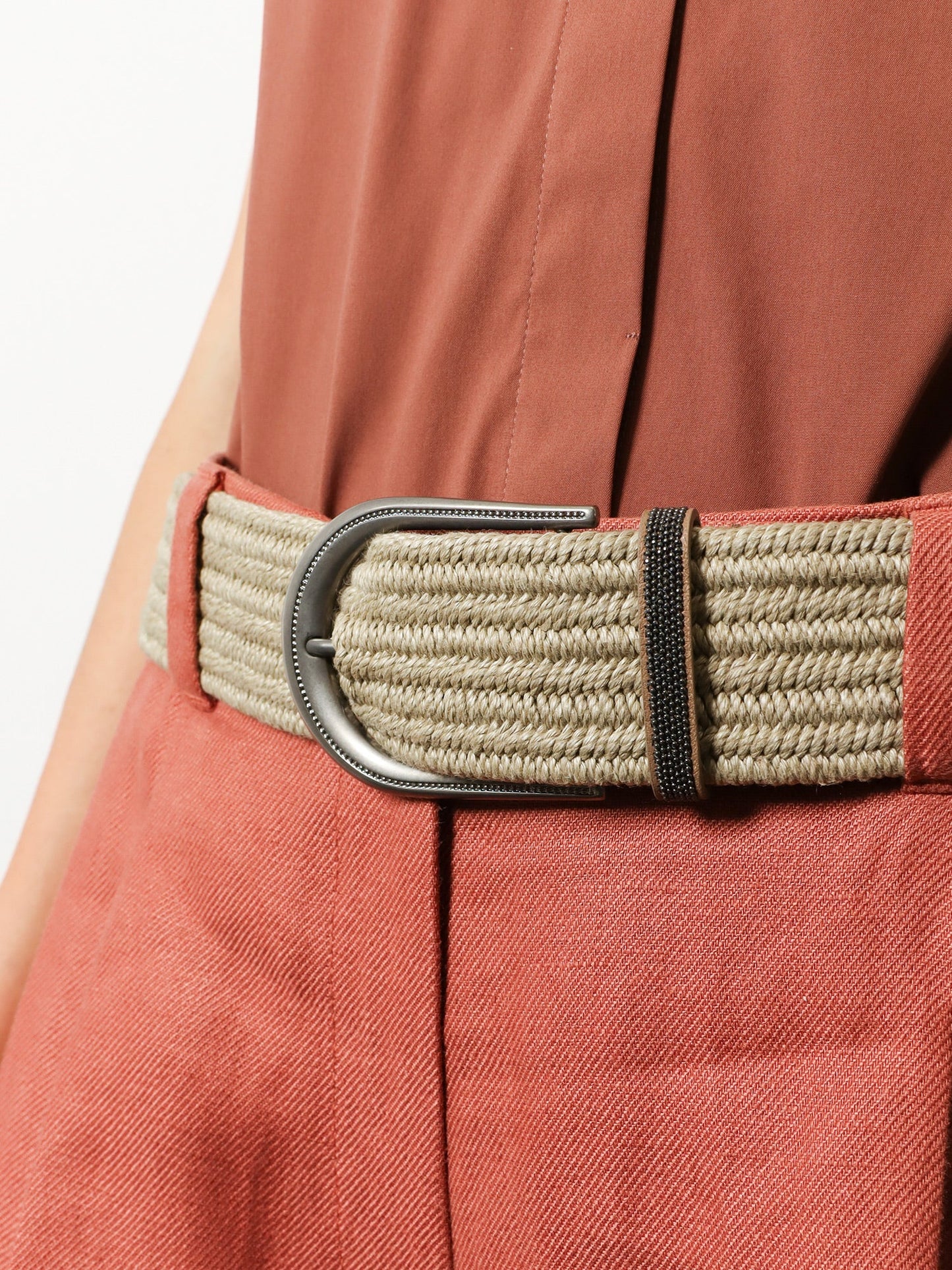 Brunello Cucinelli Women Linen Belt With Shiny Loop Detail BRUNELLO CUCINELLI
