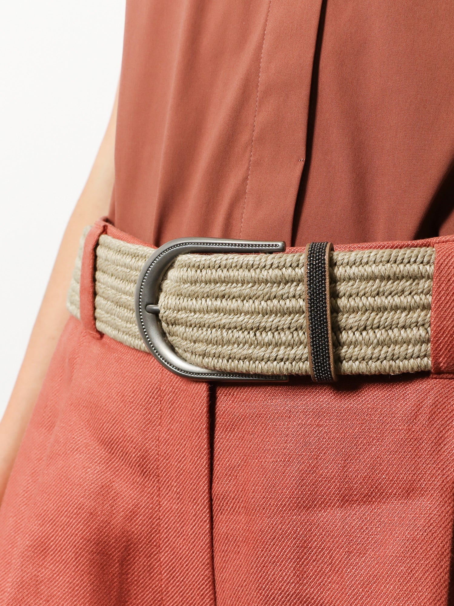Brunello Cucinelli Women Linen Belt With Shiny Loop Detail BRUNELLO CUCINELLI