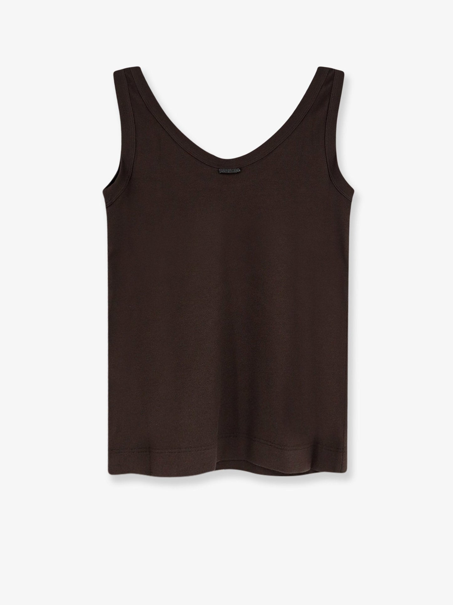 Brunello Cucinelli Women Cotton Blend Tank Top With Back Monili Detail BRUNELLO CUCINELLI