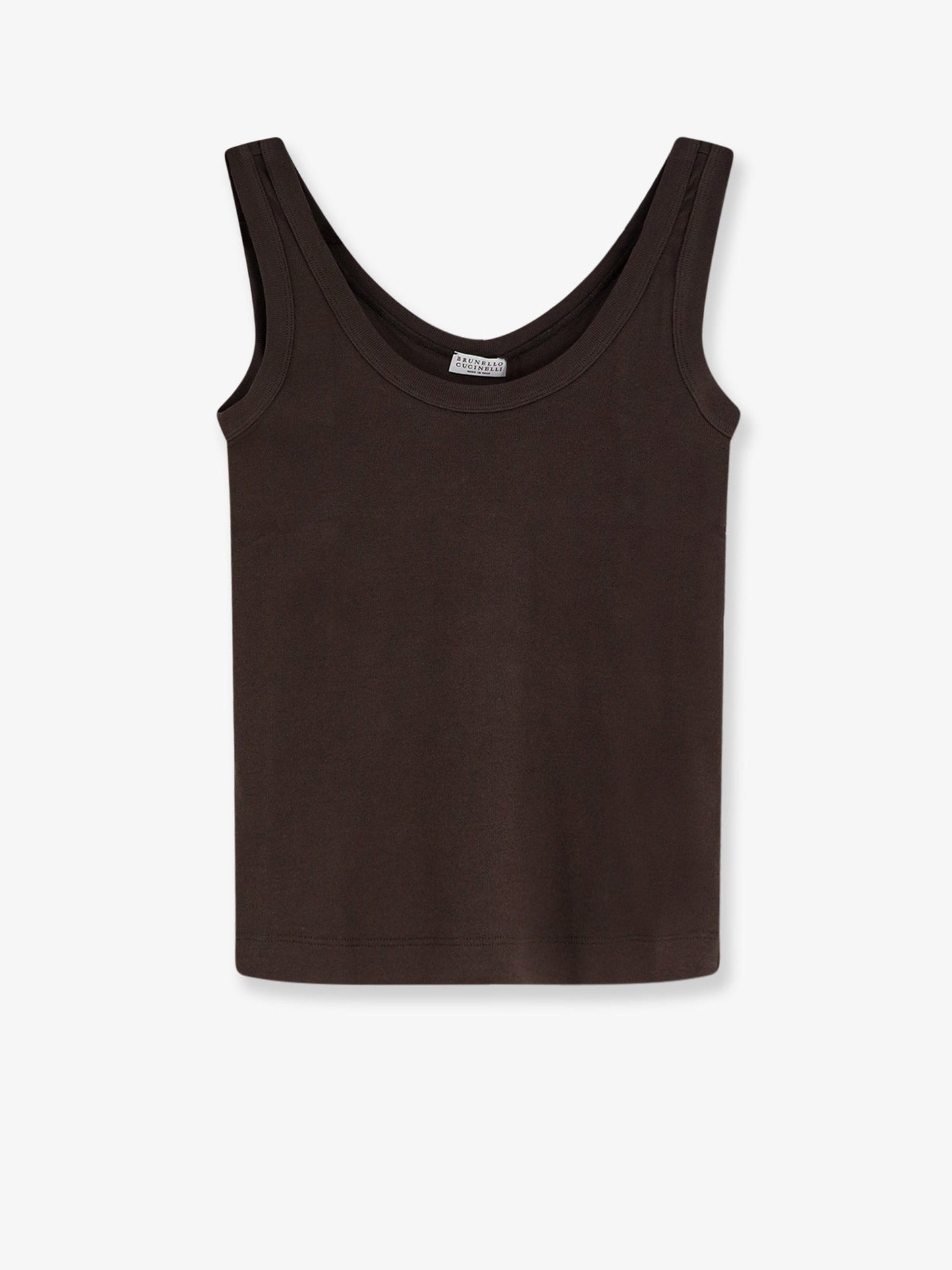 Brunello Cucinelli Women Cotton Blend Tank Top With Back Monili Detail BRUNELLO CUCINELLI