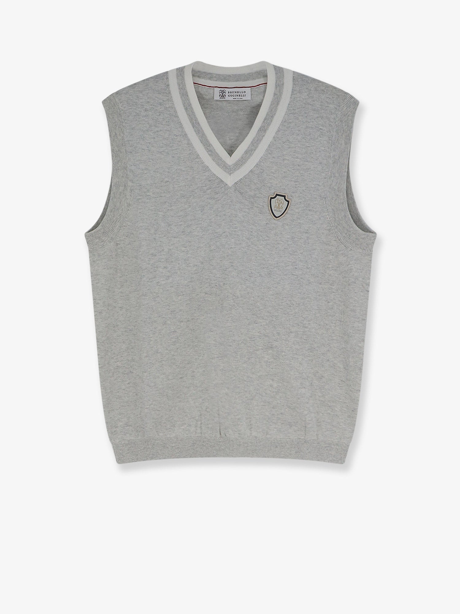 Brunello Cucinelli Men Cotton Vest With Front Logo Patch BRUNELLO CUCINELLI