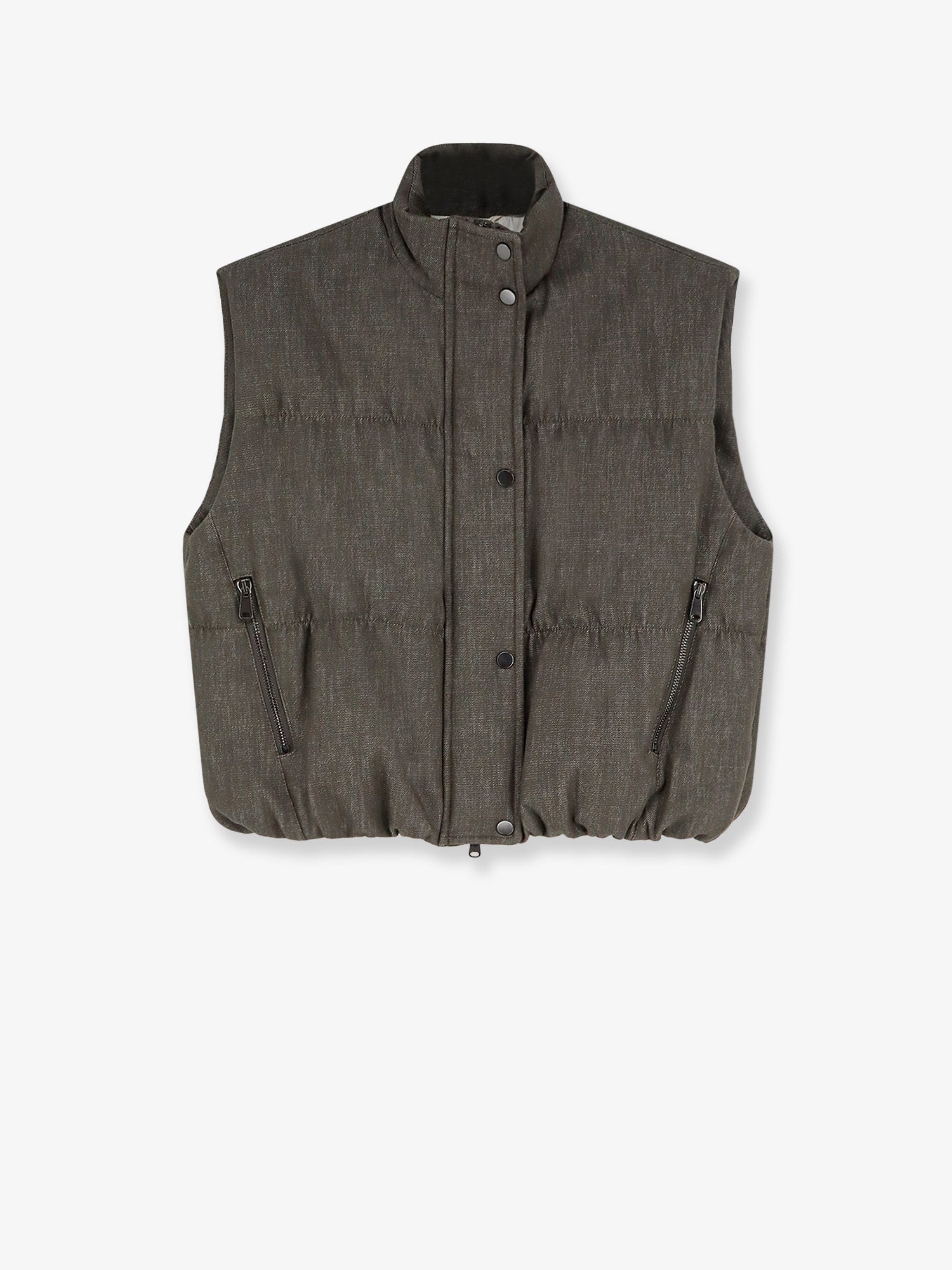 Brunello Cucinelli Women Sleeveless Effect Twill-Denim Down Jacket BRUNELLO CUCINELLI