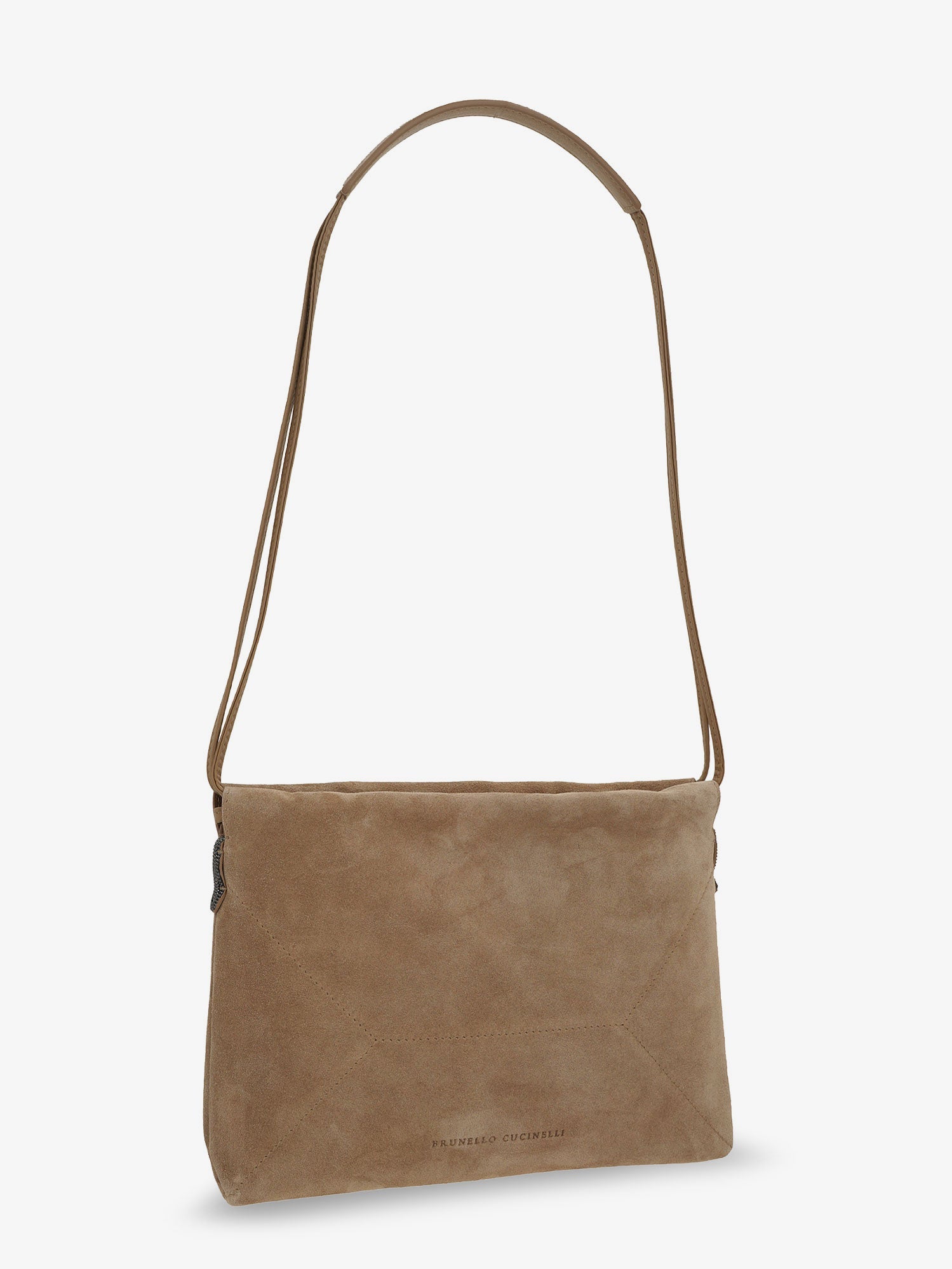 Brunello Cucinelli Women Suede Shoulder Bag With Logo On The Front BRUNELLO CUCINELLI