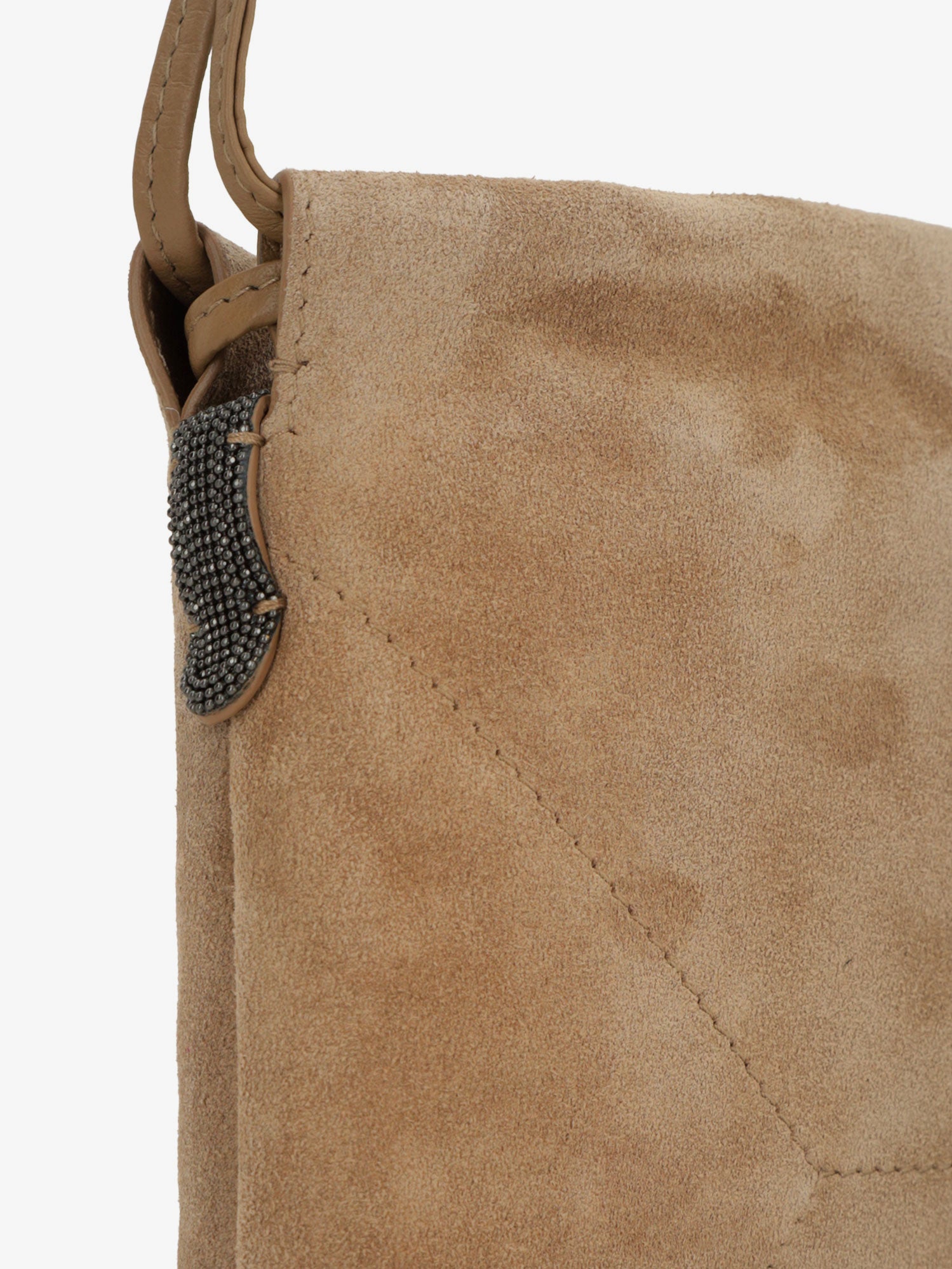 Brunello Cucinelli Women Suede Shoulder Bag With Logo On The Front BRUNELLO CUCINELLI