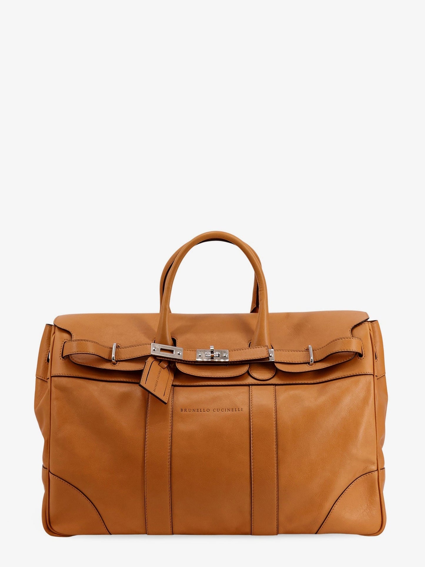 Brunello Cucinelli Men Leather Travel Bag With Engraved Logo On The Front BRUNELLO CUCINELLI