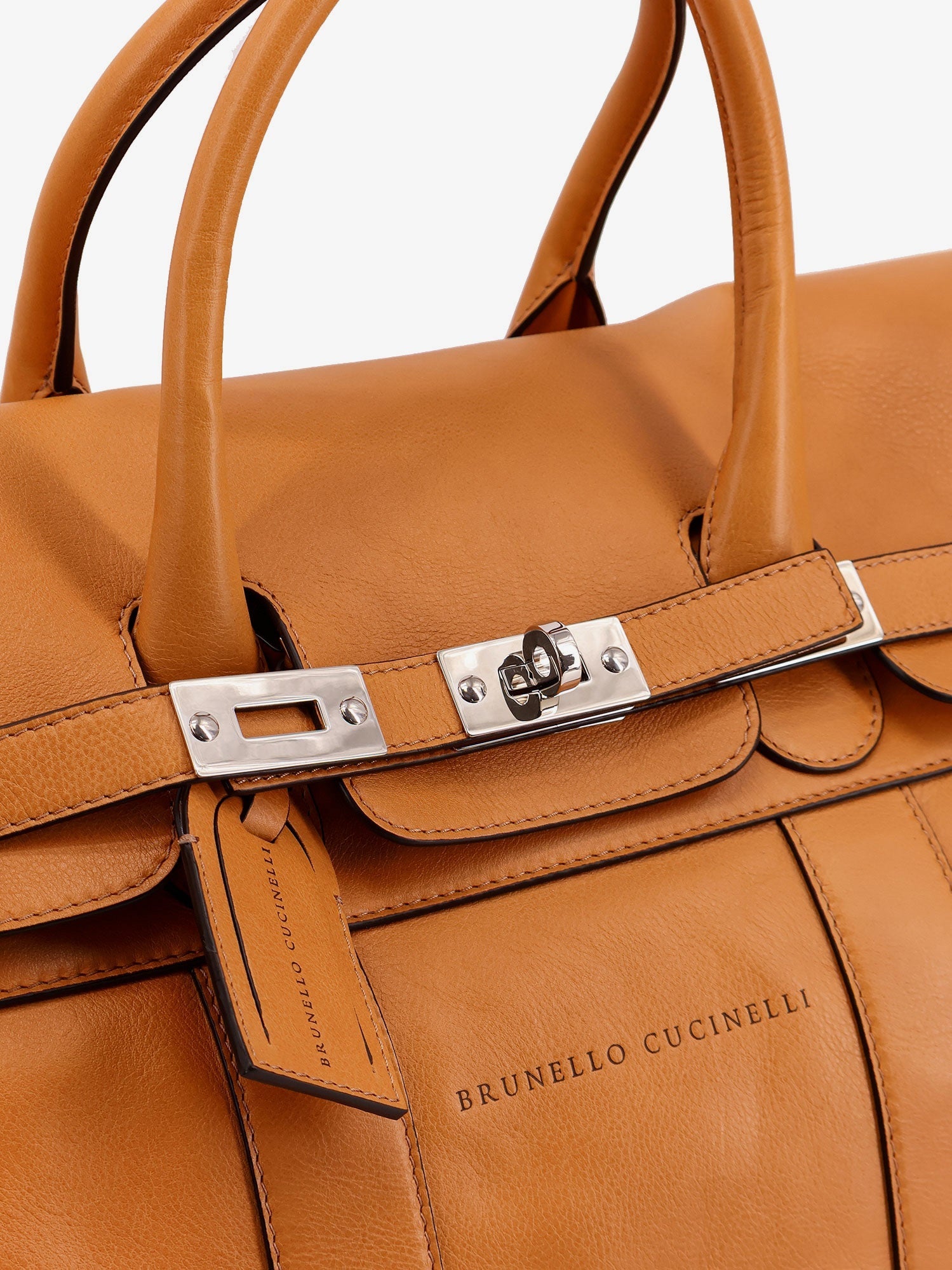Brunello Cucinelli Men Leather Travel Bag With Engraved Logo On The Front BRUNELLO CUCINELLI