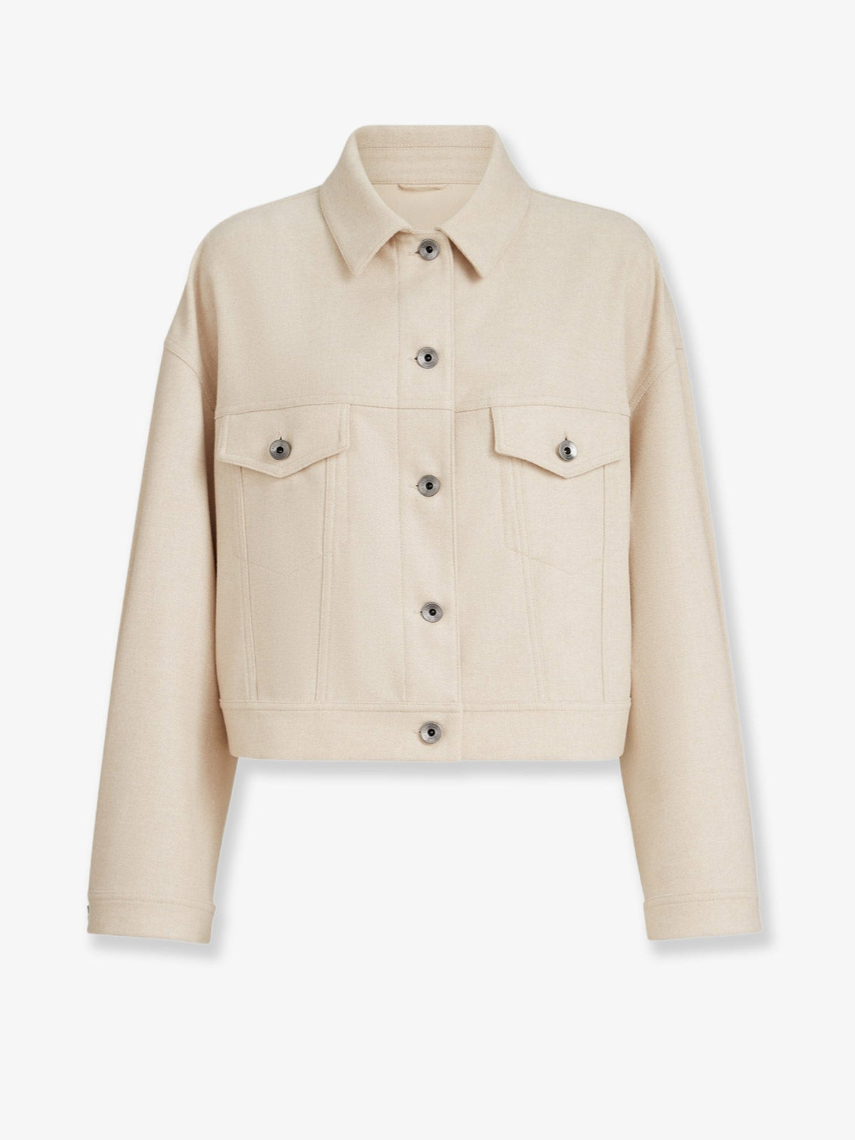 Brunello Cucinelli Women Cropped Wool Jacket With Monili Profile BRUNELLO CUCINELLI