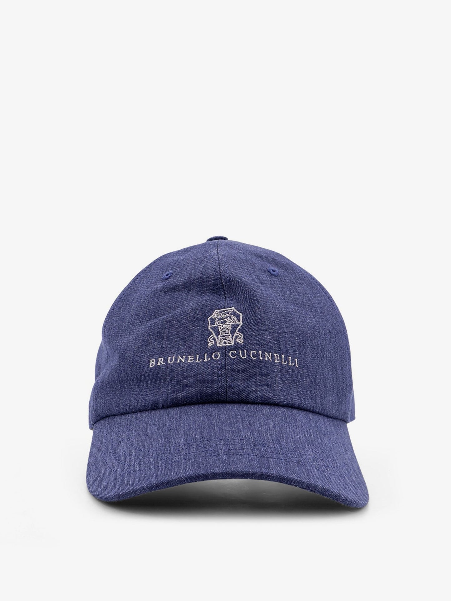 Brunello Cucinelli Men Denim Hat With Embroidered Logo On The Front BRUNELLO CUCINELLI