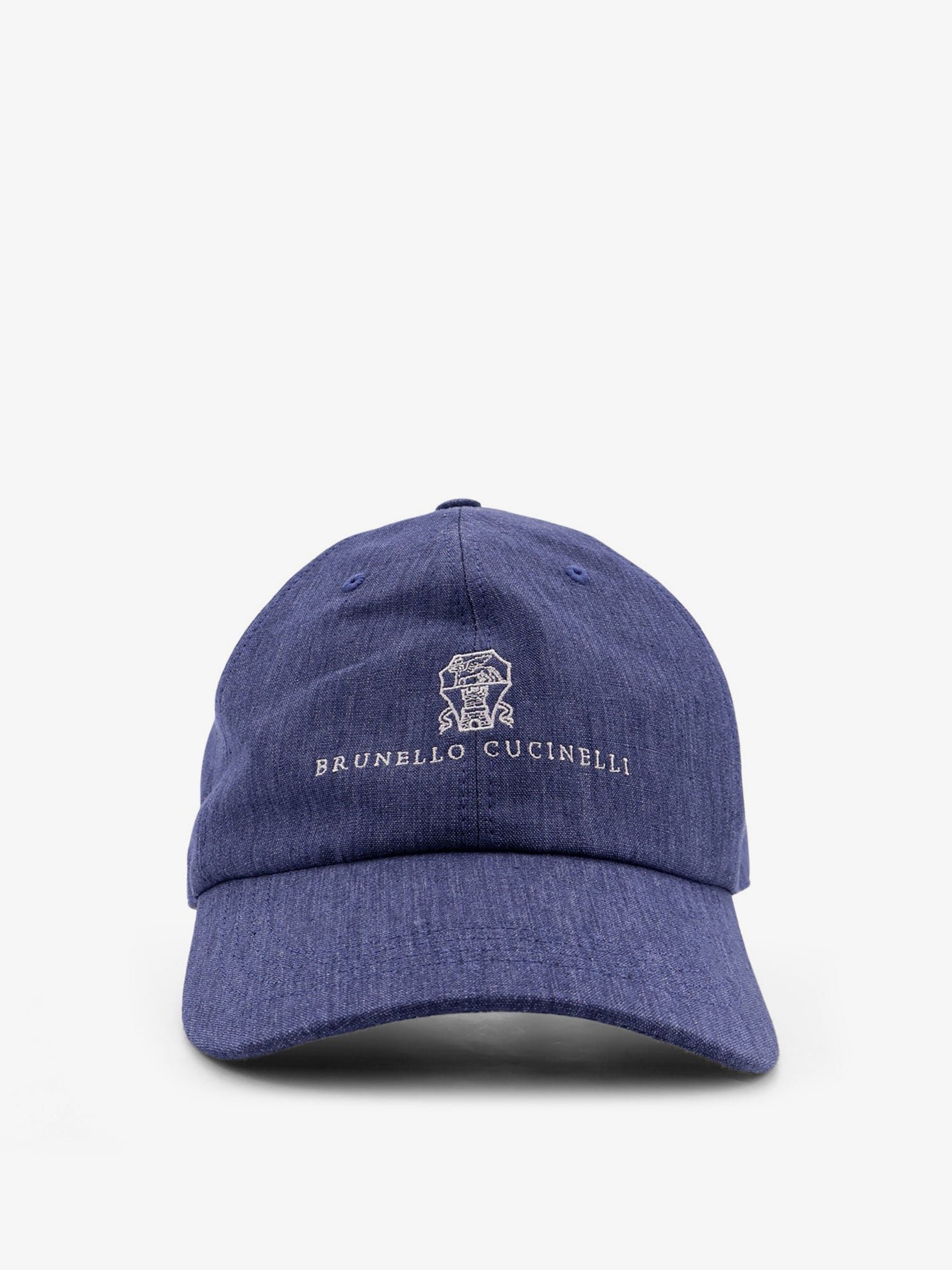 Brunello Cucinelli Men Denim Hat With Embroidered Logo On The Front BRUNELLO CUCINELLI