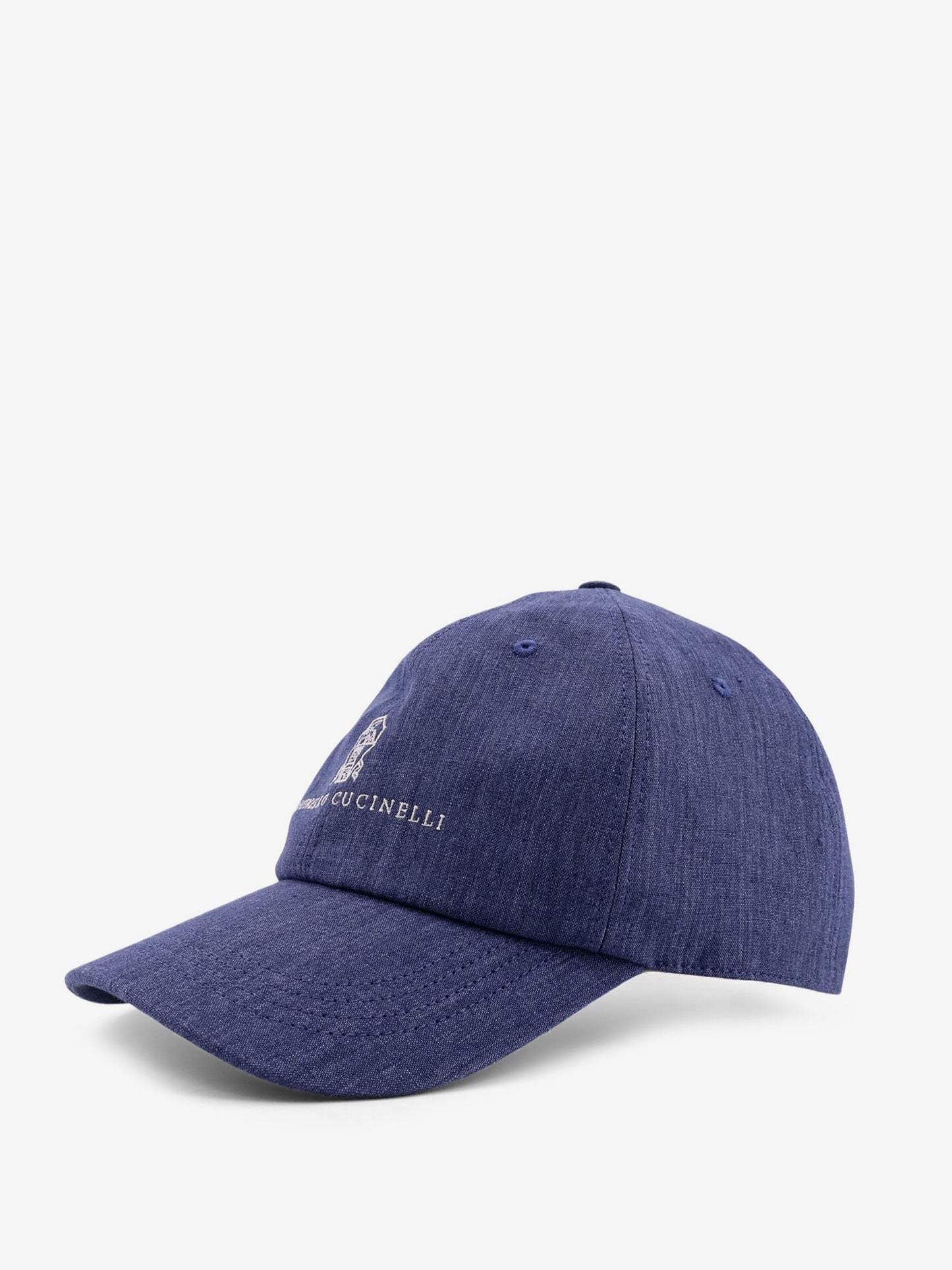 Brunello Cucinelli Men Denim Hat With Embroidered Logo On The Front BRUNELLO CUCINELLI