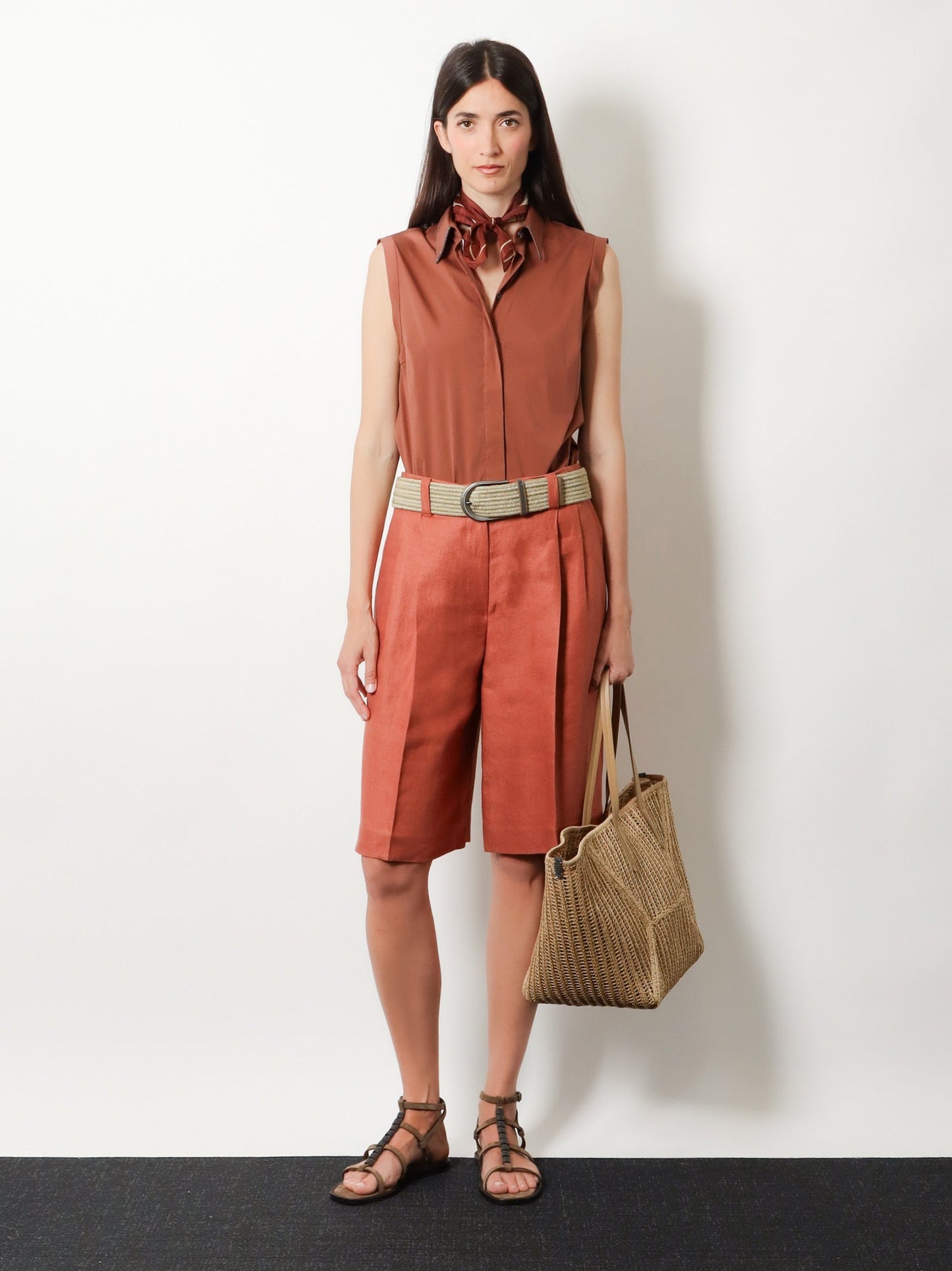 Brunello Cucinelli Women Linen Shorts With Monili Detail BRUNELLO CUCINELLI