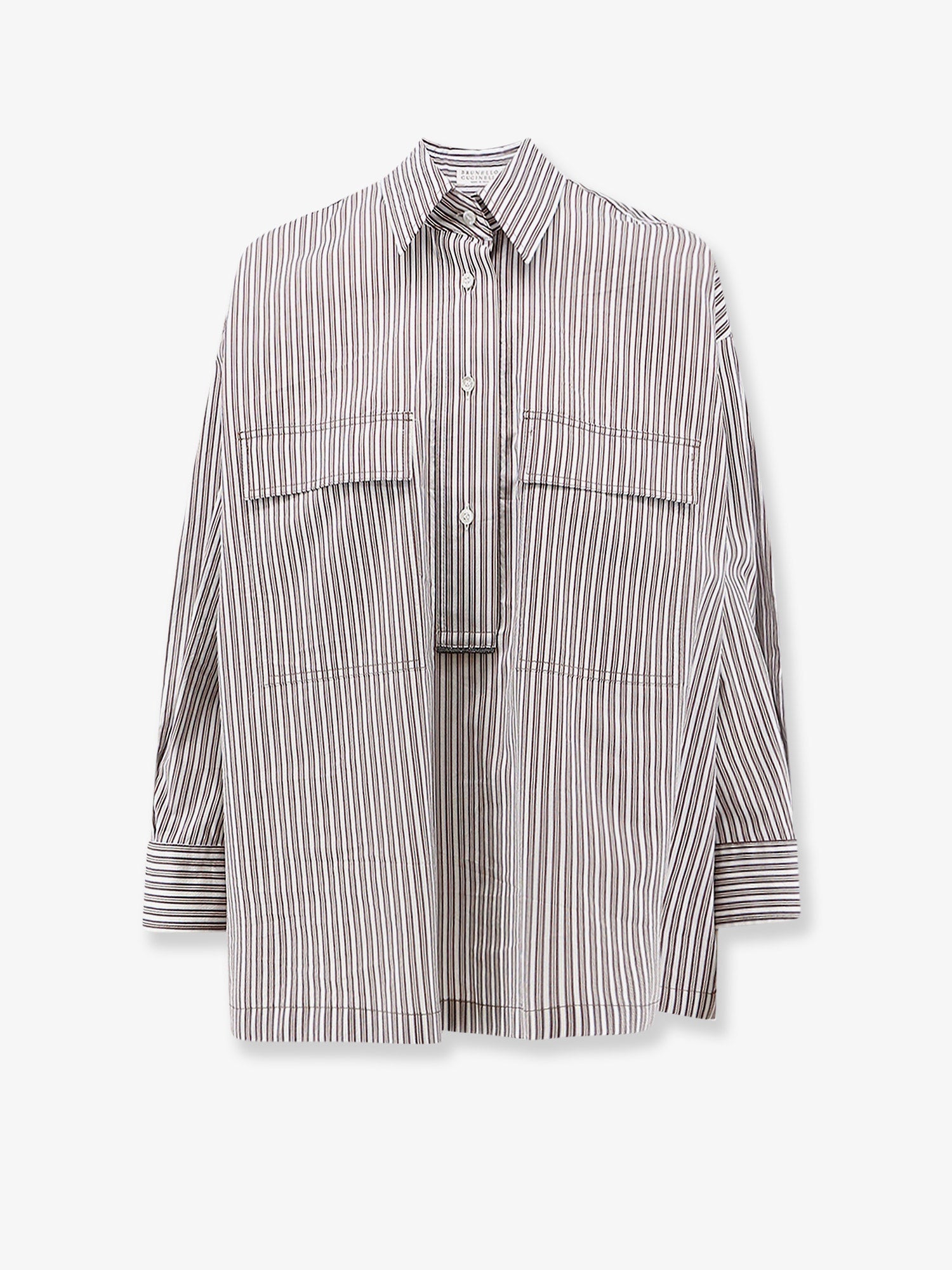 Brunello Cucinelli Women Cotton And Silk Blend Shirt With Striped Pattern BRUNELLO CUCINELLI