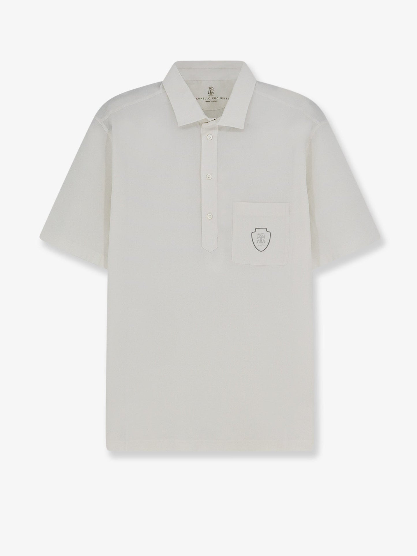Brunello Cucinelli Men Virgin Wool Polo Shirt With Front Logo Patch BRUNELLO CUCINELLI