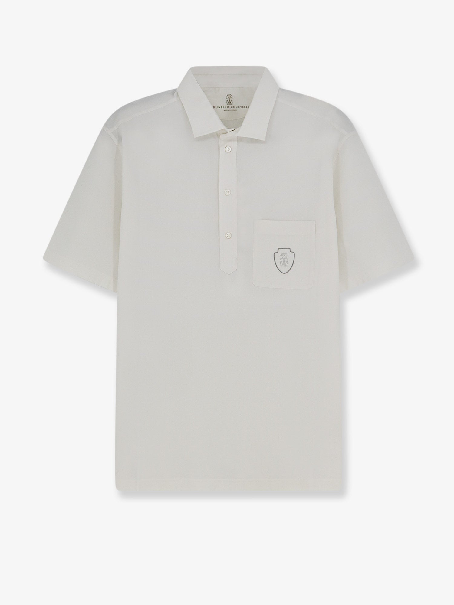 Brunello Cucinelli Men Virgin Wool Polo Shirt With Front Logo Patch BRUNELLO CUCINELLI