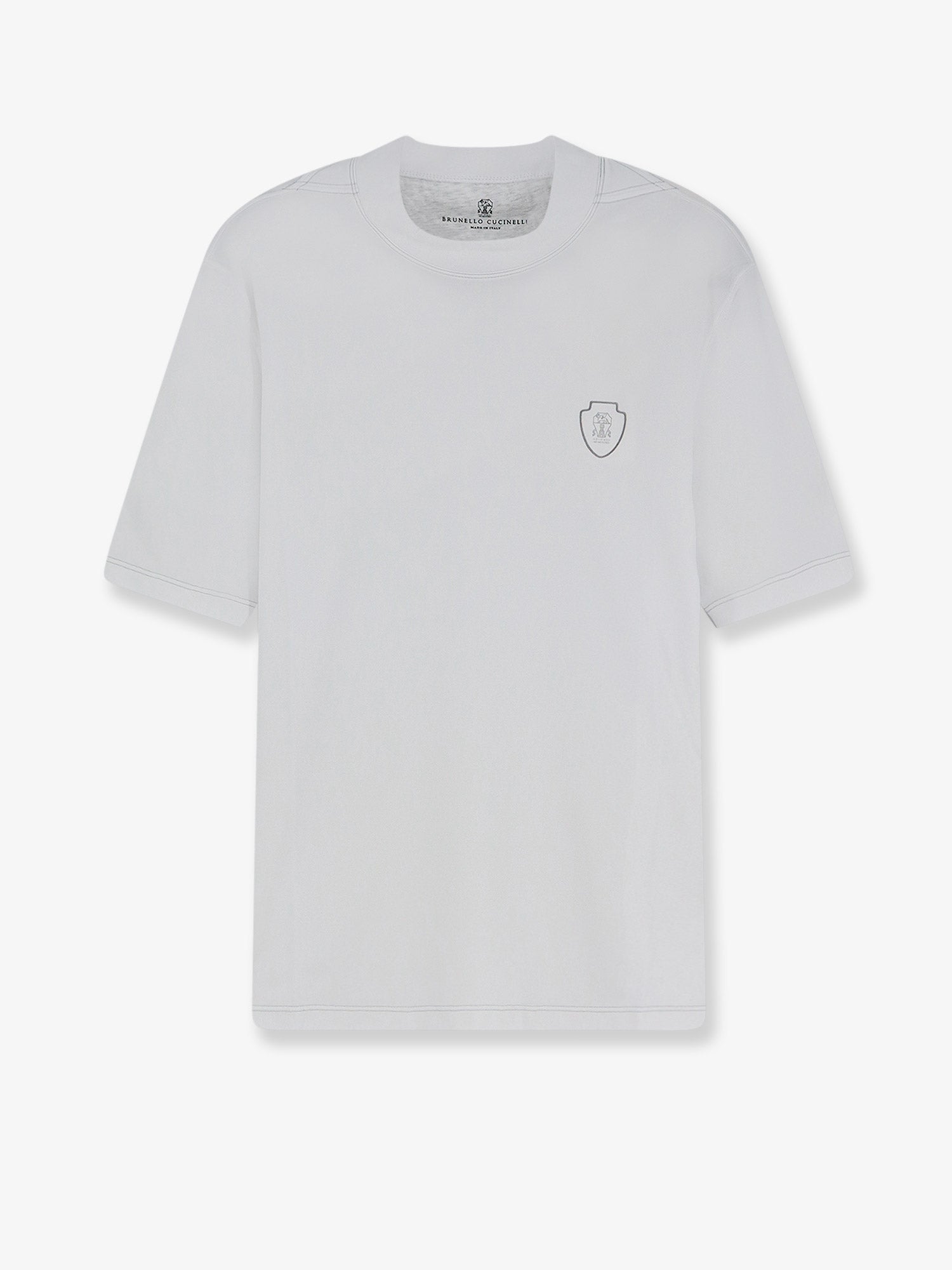 Brunello Cucinelli Men Technical Fabric T-Shirt With Front Logo Patch BRUNELLO CUCINELLI