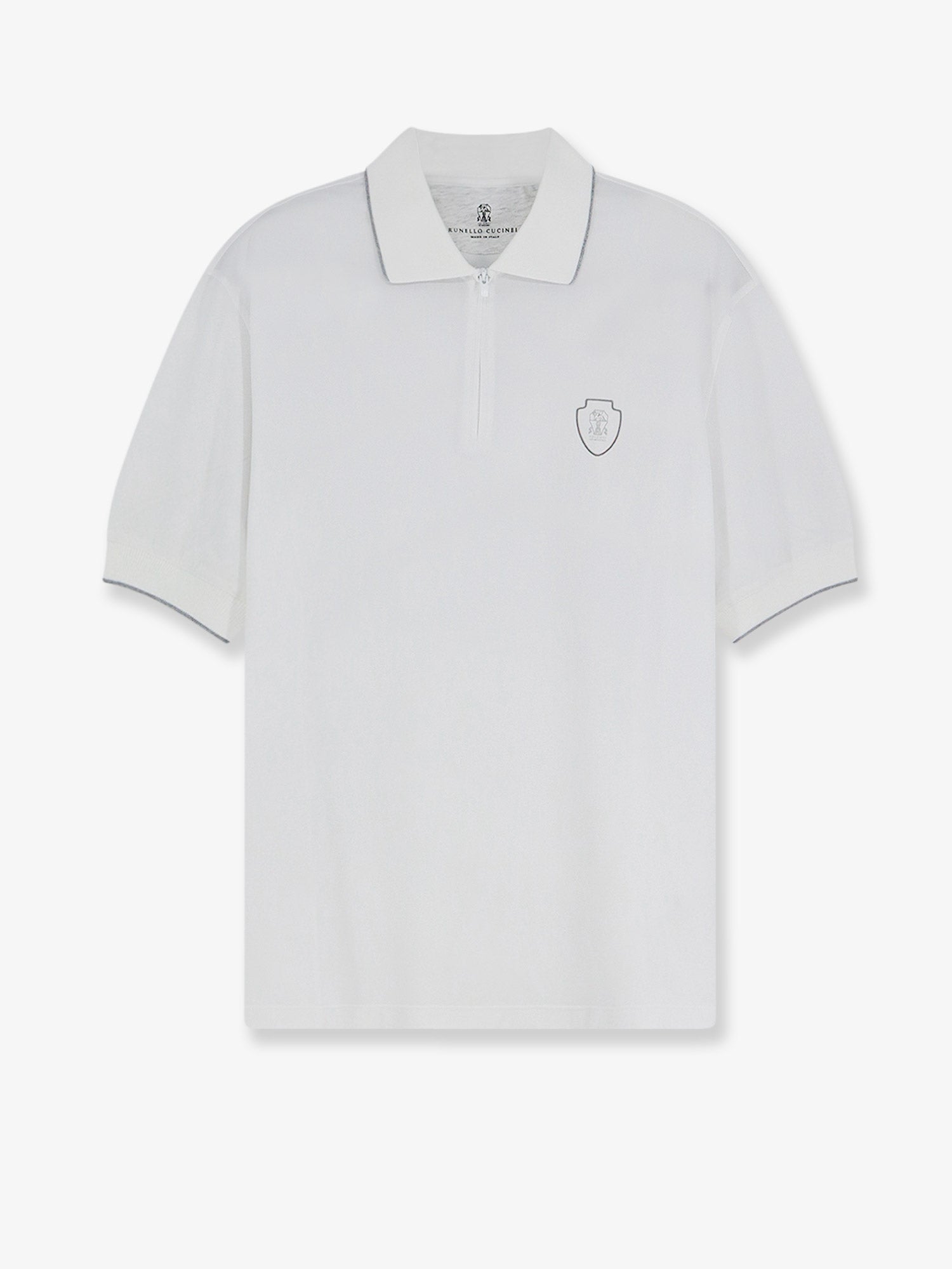 Brunello Cucinelli Men Technical Fabric Polo Shirt With Embroidered Logo On The Front BRUNELLO CUCINELLI