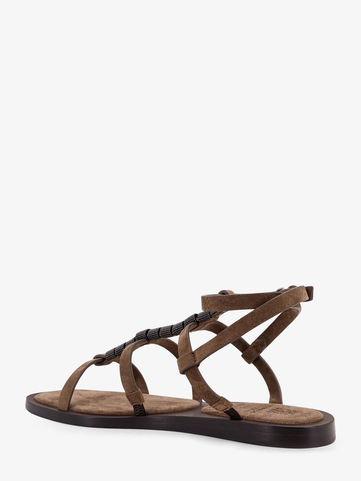 Brunello Cucinelli Women Suede Sandals With Monili Details BRUNELLO CUCINELLI