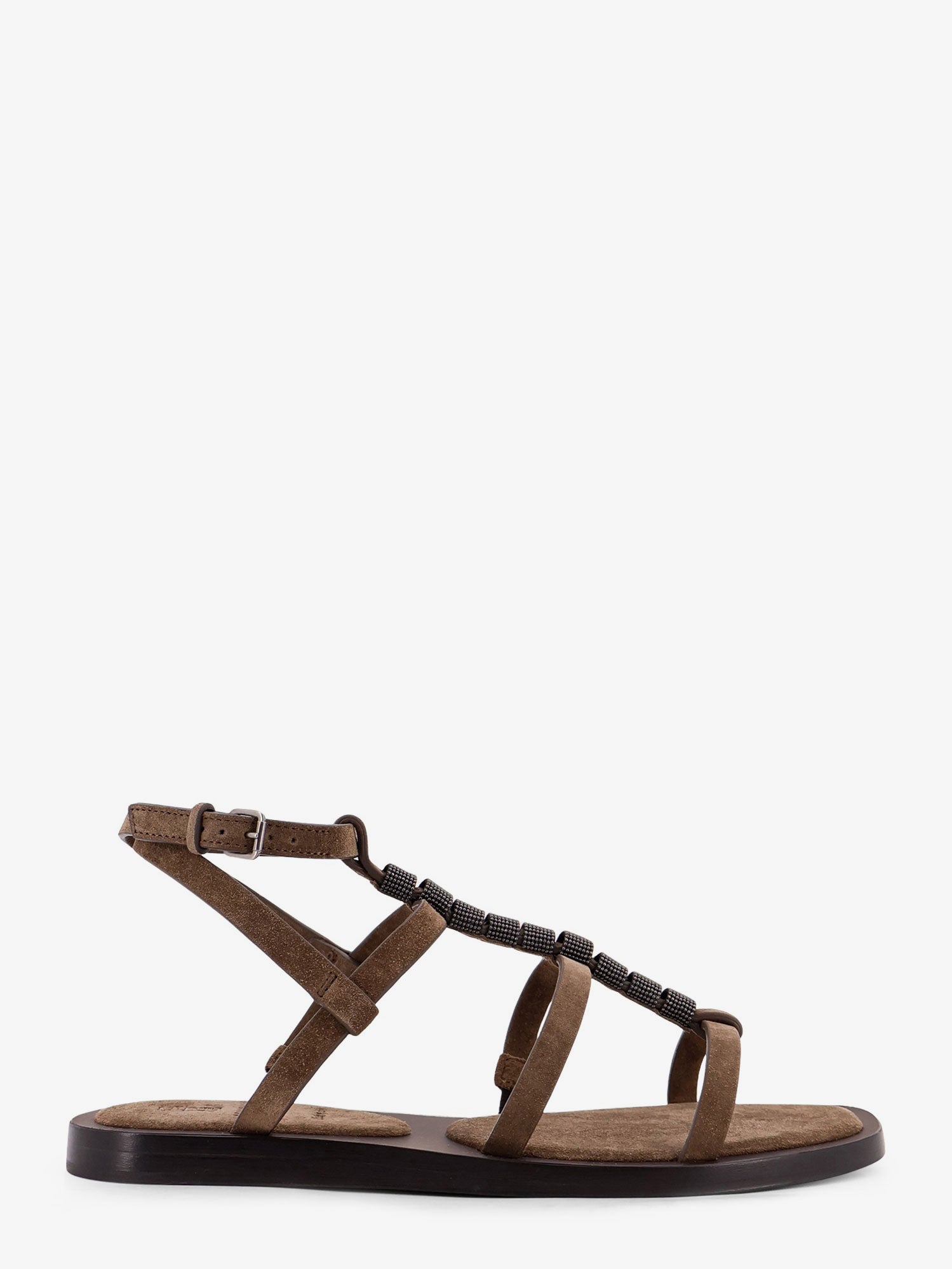 Brunello Cucinelli Women Suede Sandals With Monili Details BRUNELLO CUCINELLI