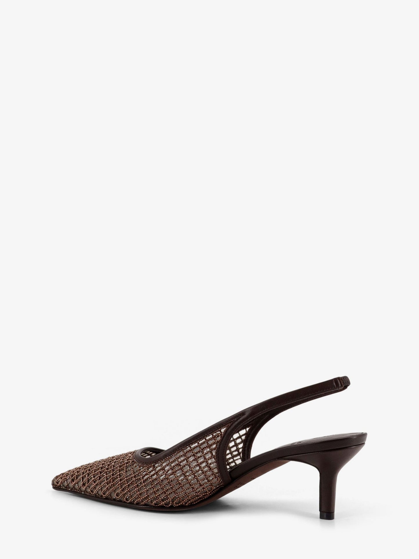 Brunello Cucinelli Women Leather Decollete With Precious Net Detail BRUNELLO CUCINELLI