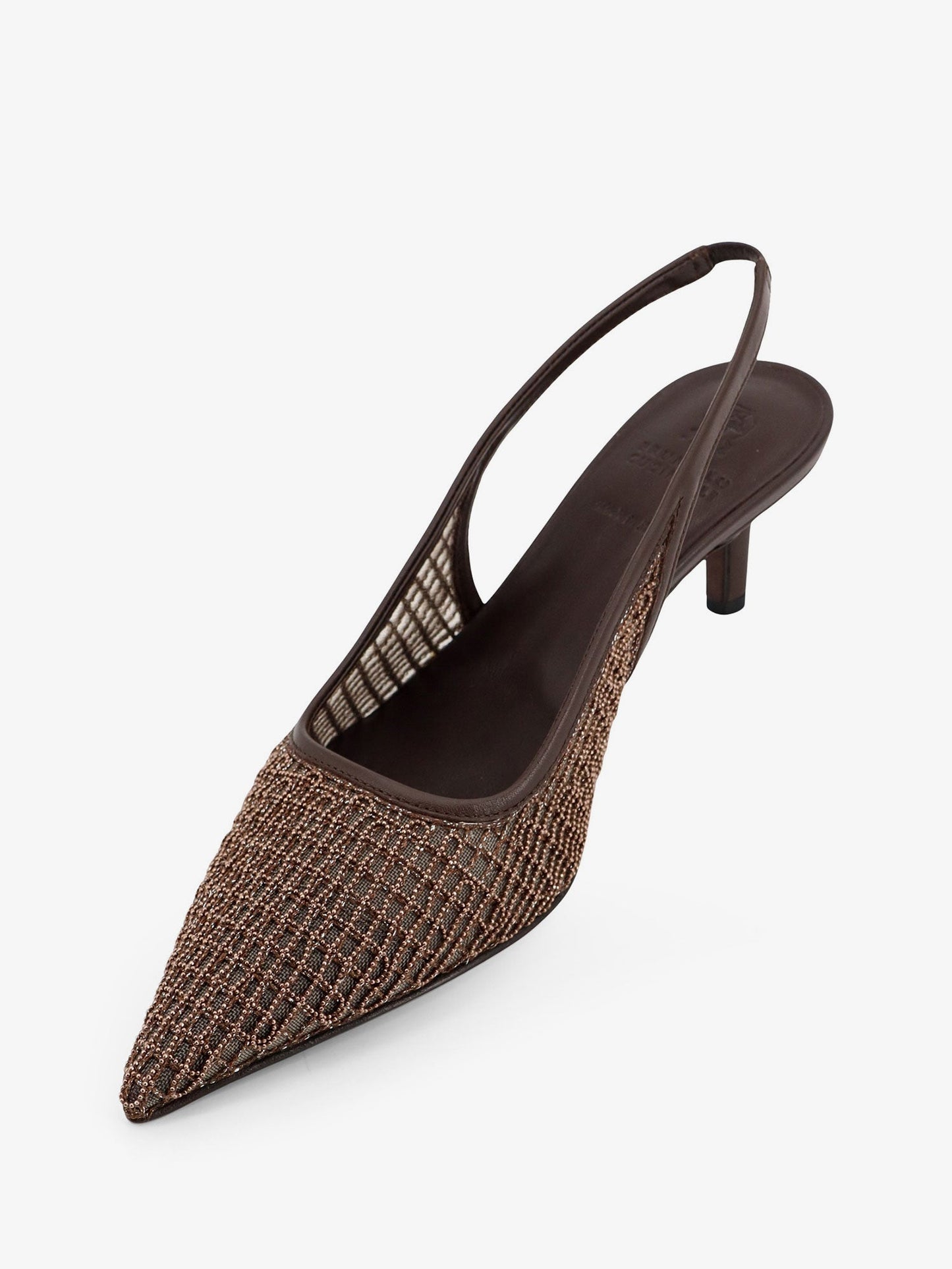 Brunello Cucinelli Women Leather Decollete With Precious Net Detail BRUNELLO CUCINELLI