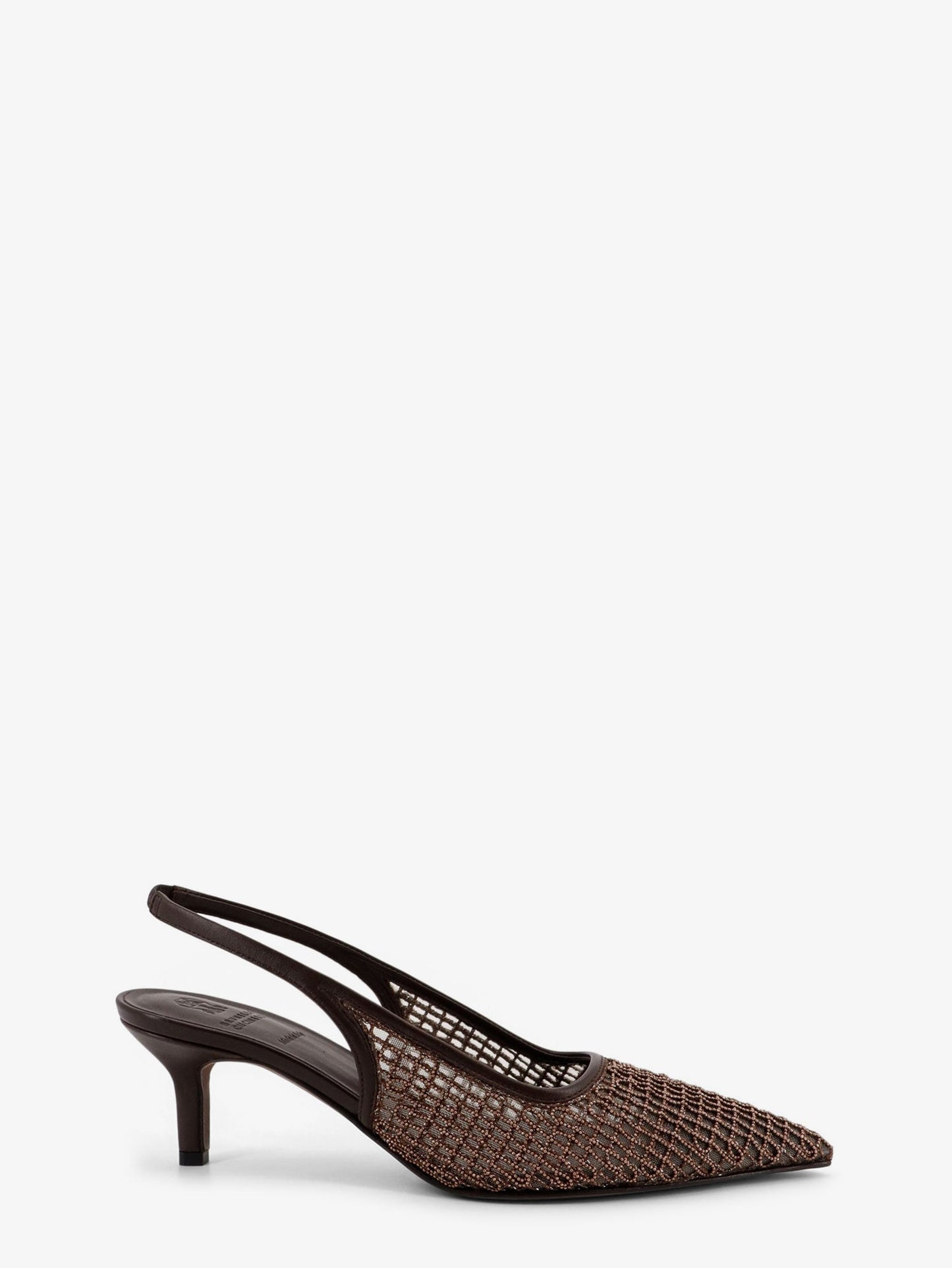 Brunello Cucinelli Women Leather Decollete With Precious Net Detail BRUNELLO CUCINELLI