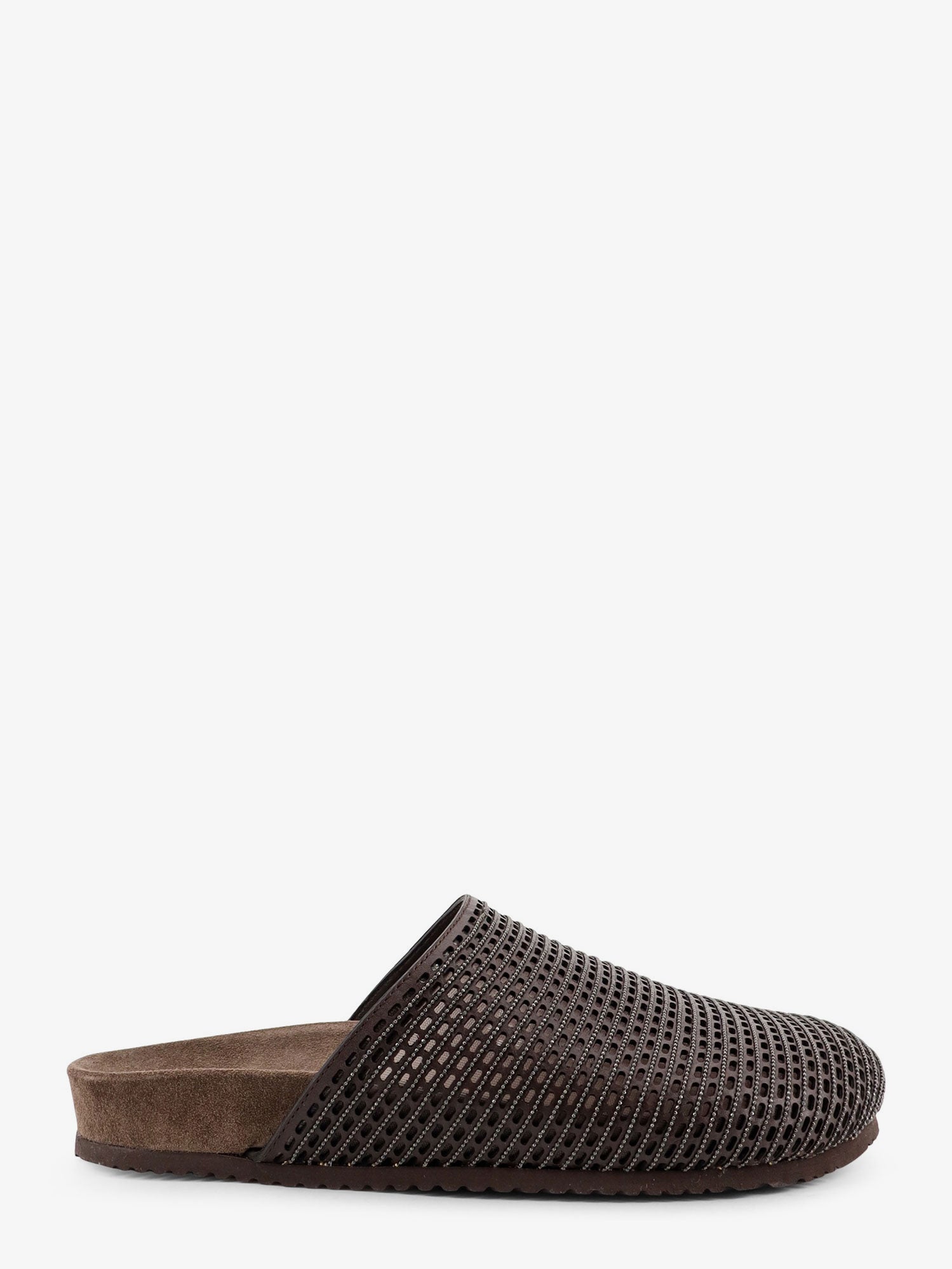 Brunello Cucinelli Women Leather Sandals With Precious Net Detail BRUNELLO CUCINELLI