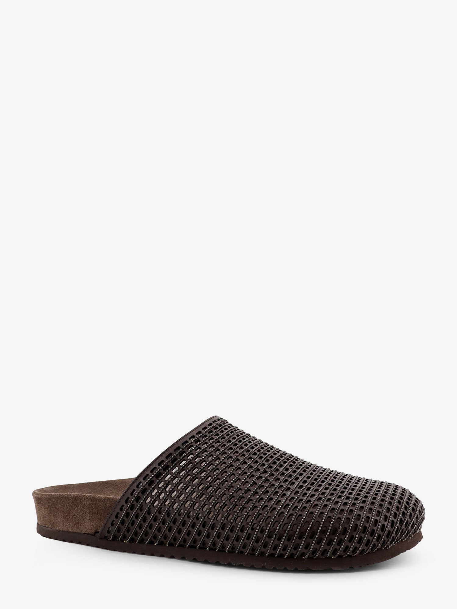 Brunello Cucinelli Women Leather Sandals With Precious Net Detail BRUNELLO CUCINELLI