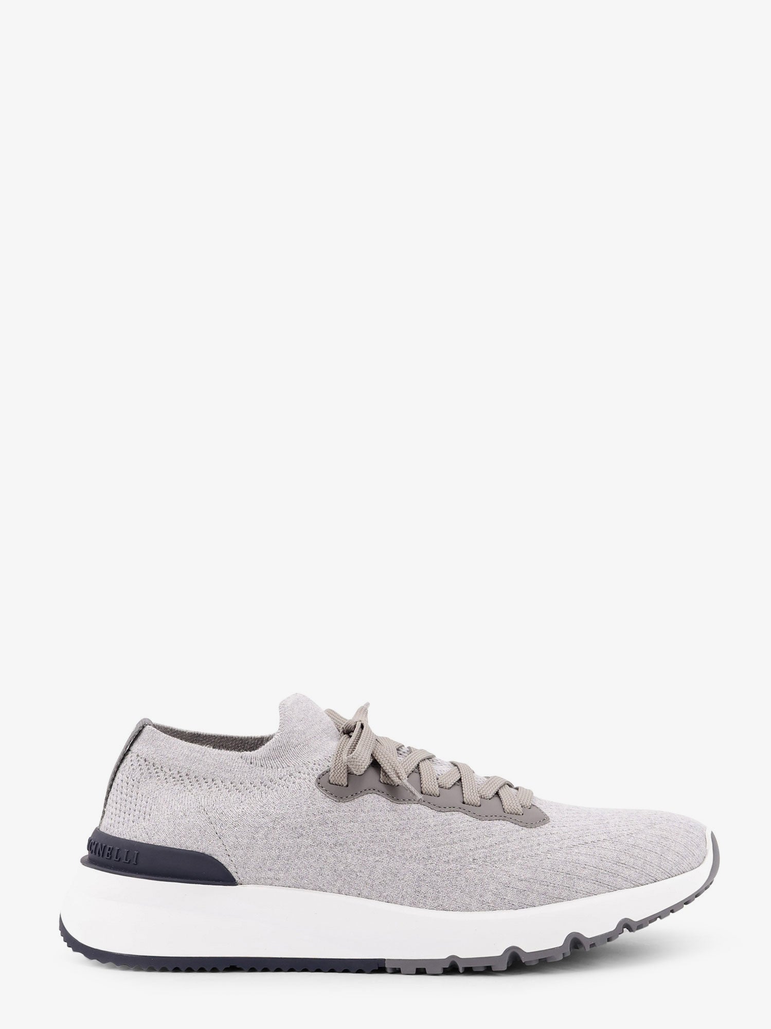 Brunello Cucinelli Men Low-Top Cotton Knit And Leather Sneakers BRUNELLO CUCINELLI